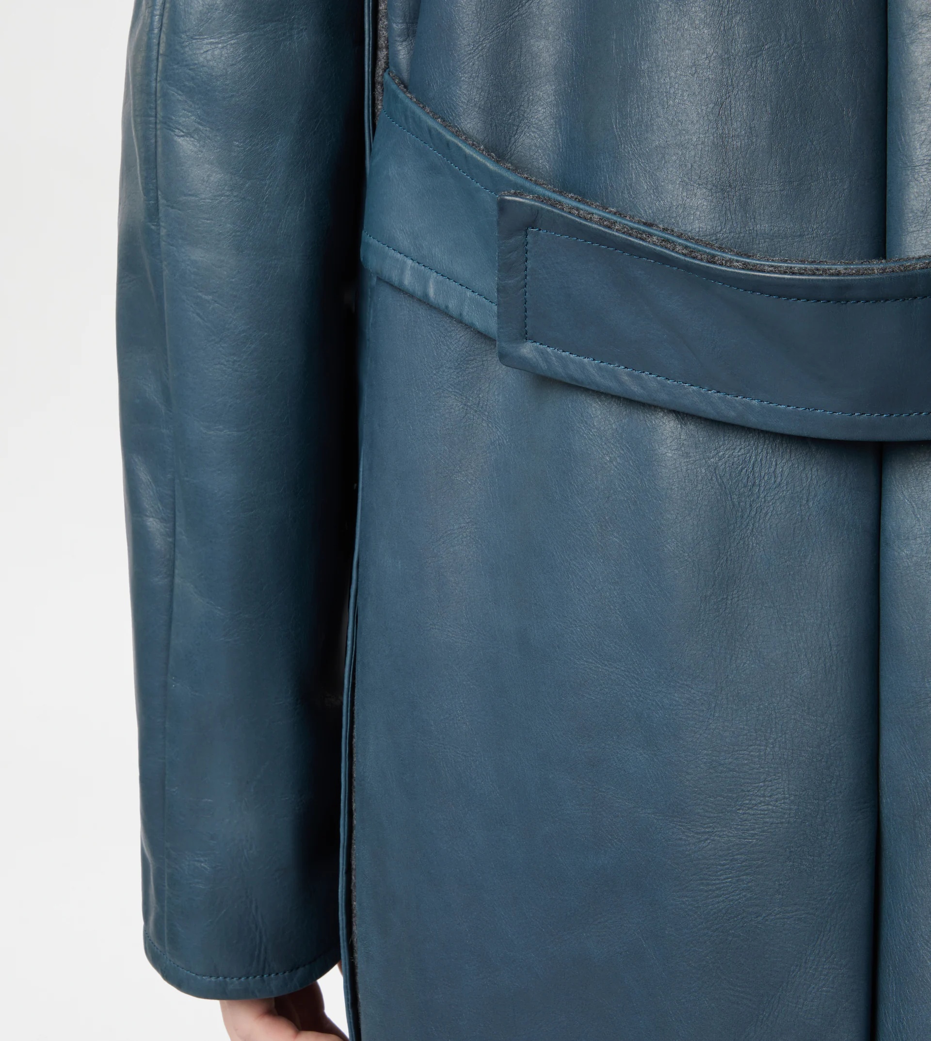 COAT IN LEATHER - BLUE - 5