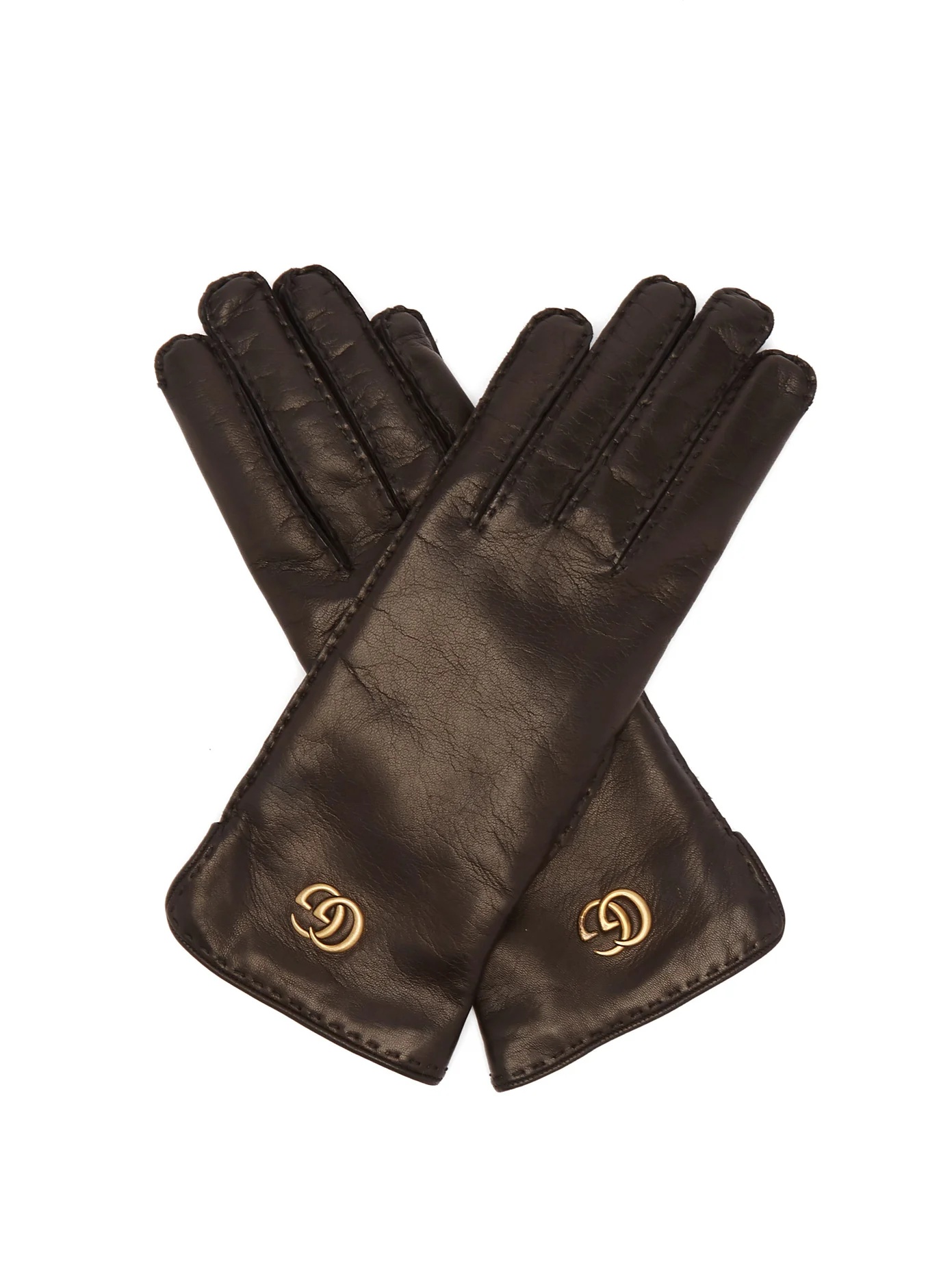 Logo-plaque leather gloves - 1