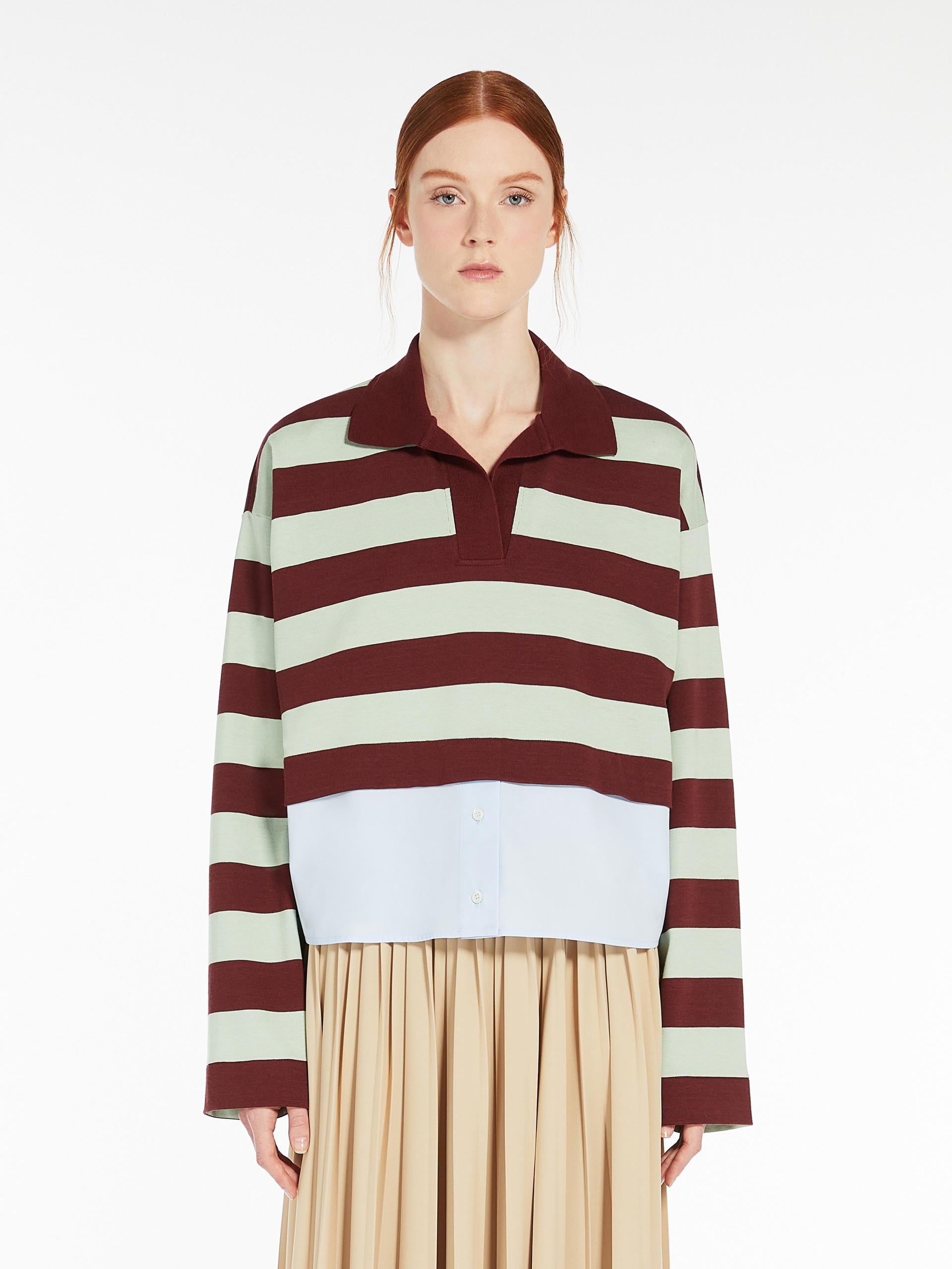 HALLE Jersey and poplin polo shirt - 3