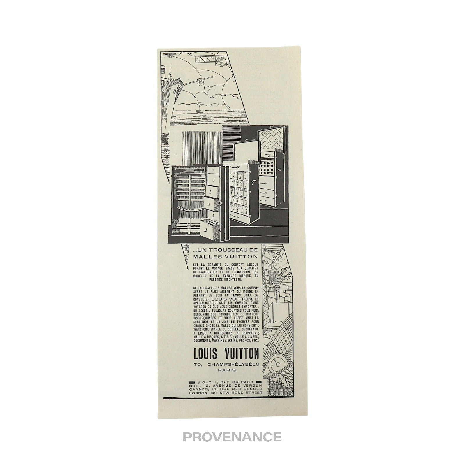 Louis Vuitton Antique Vintage Newsprint Ad - Travel Trunk - 4