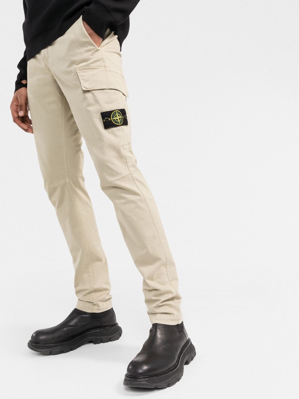 Compass-patch straight-leg trousers - 3