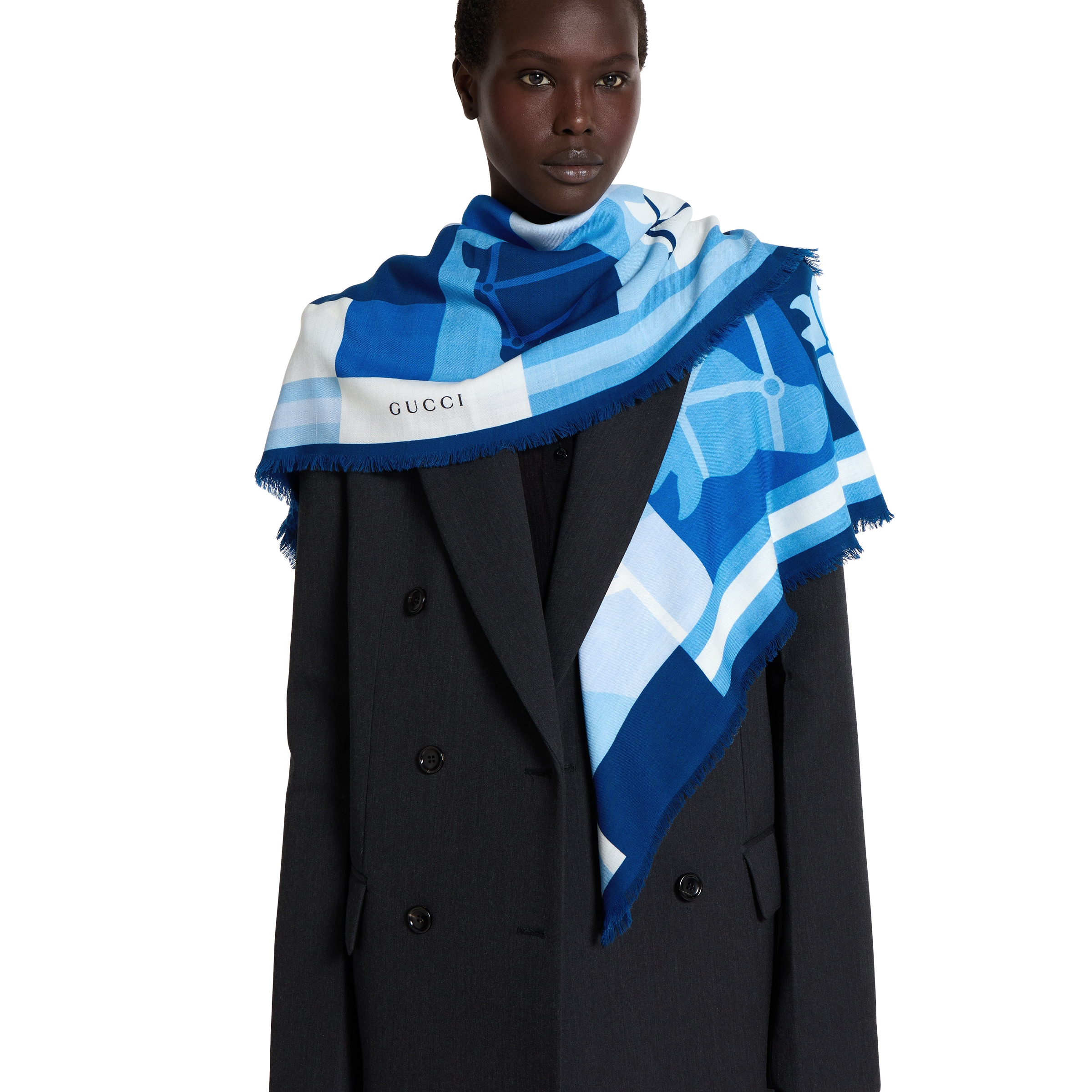 Wool shawl with equestrian motif - 4