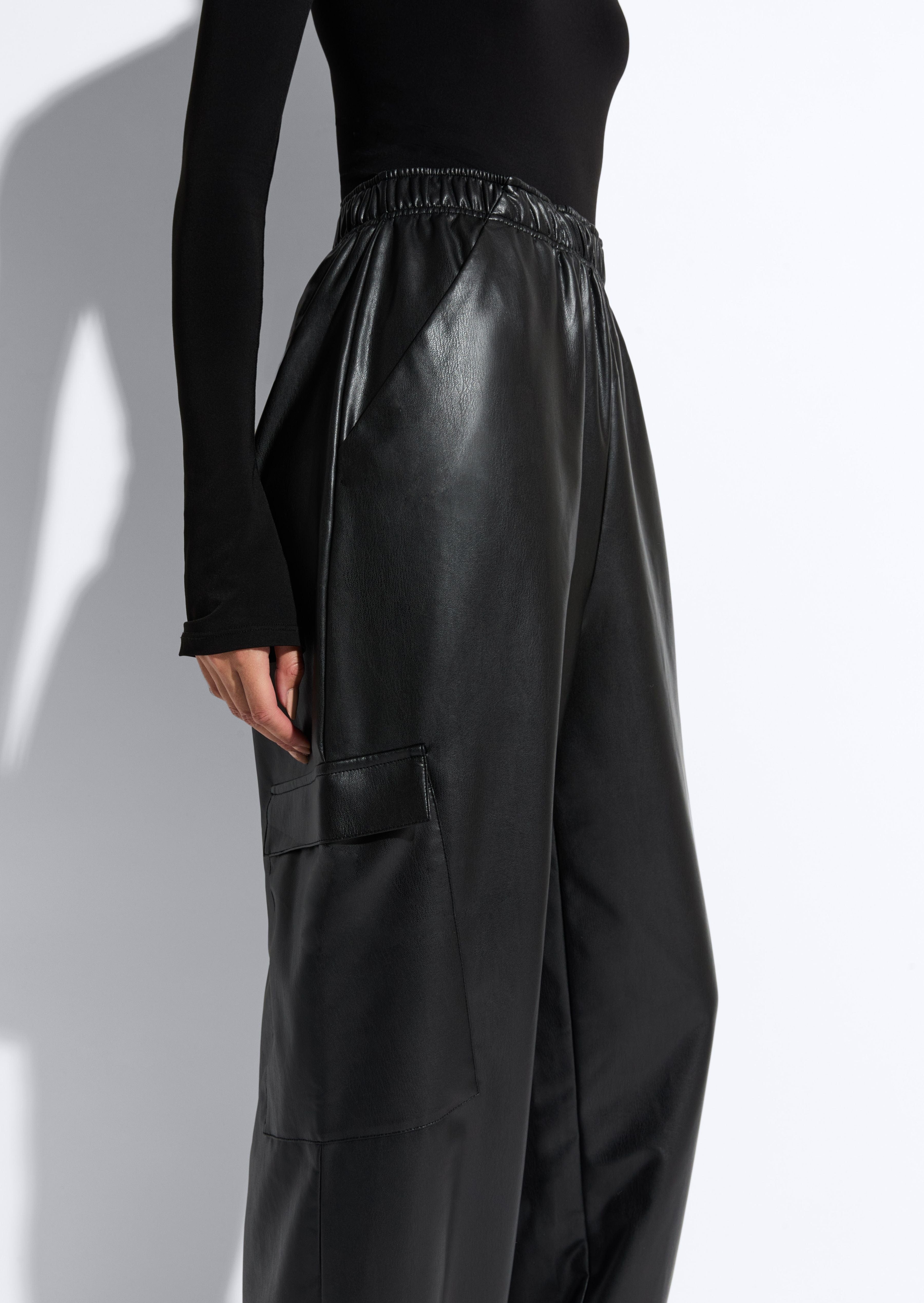 Lightweight Faux Leather Jogger - 4
