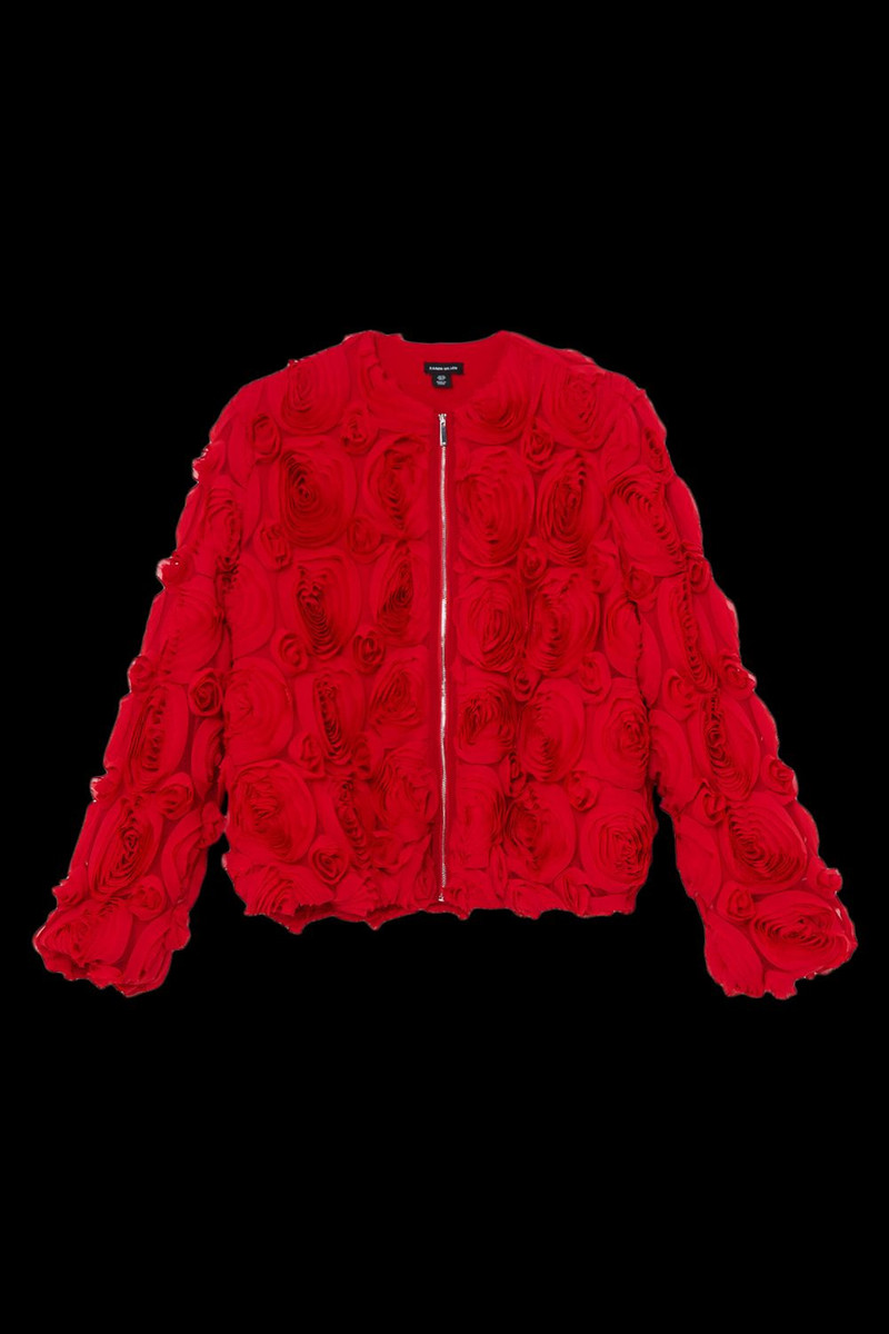 Crinkle Rosette Woven Bomber Jacket 4