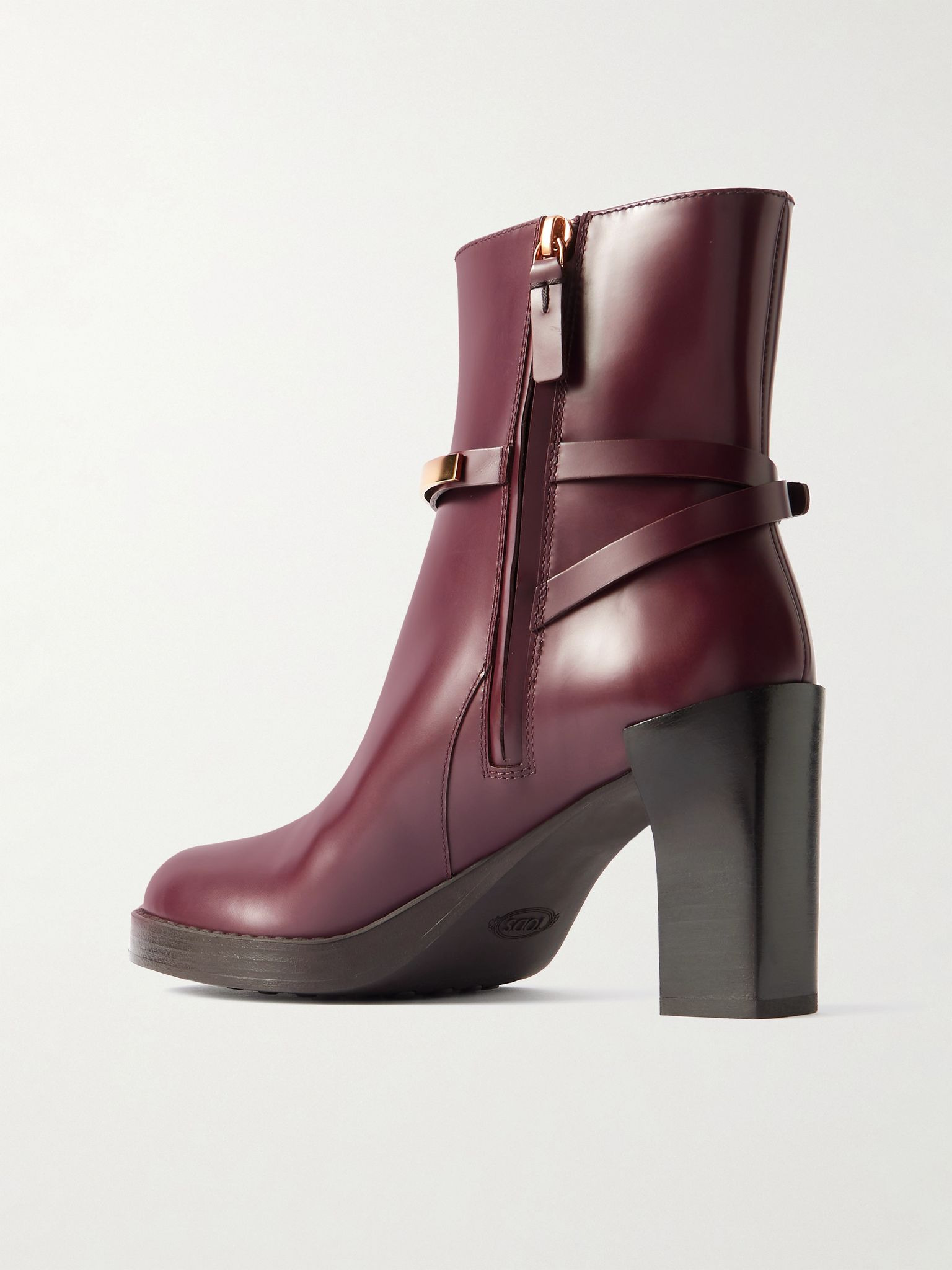 Gomma embellished glossed-leather ankle boots Merlot - 3