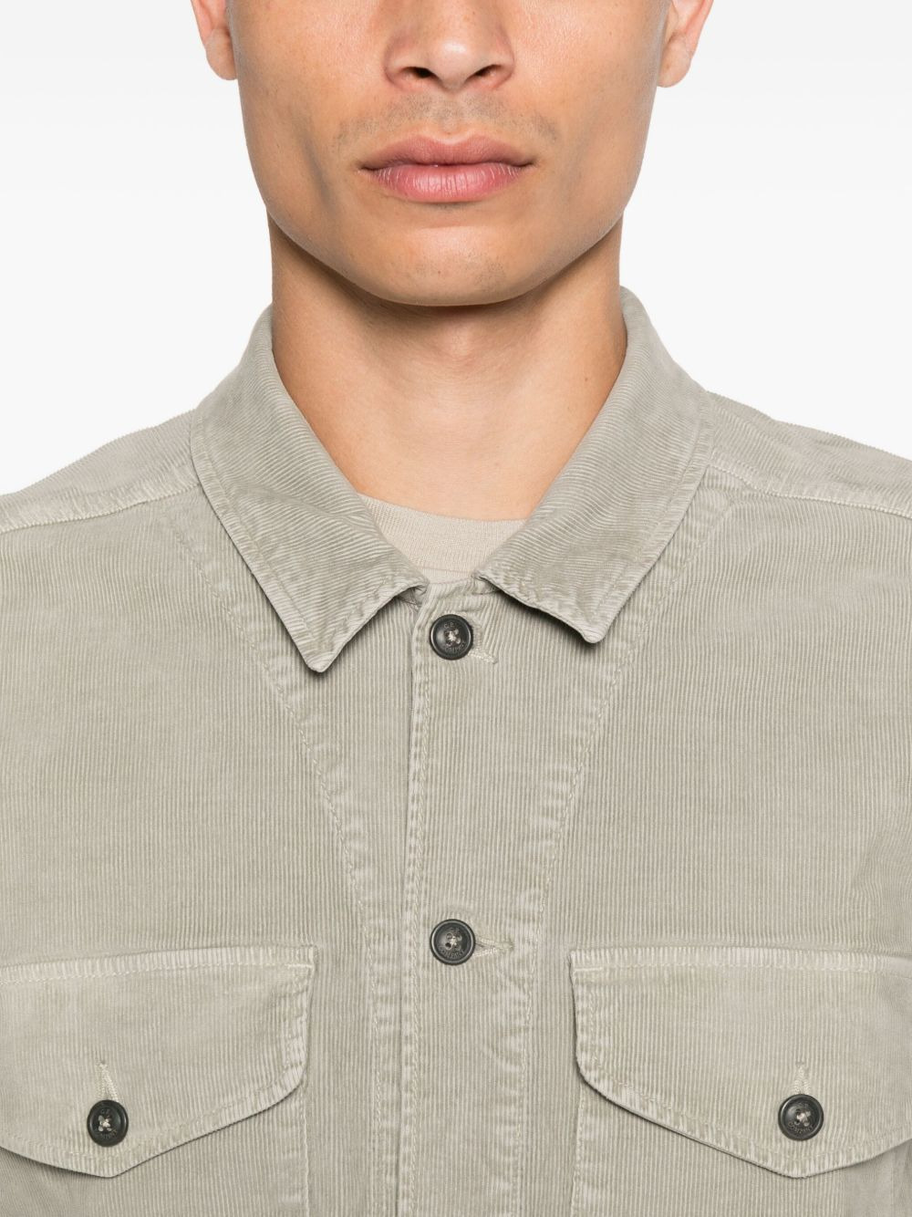 Lens-detail corduroy shirt jacket - 5