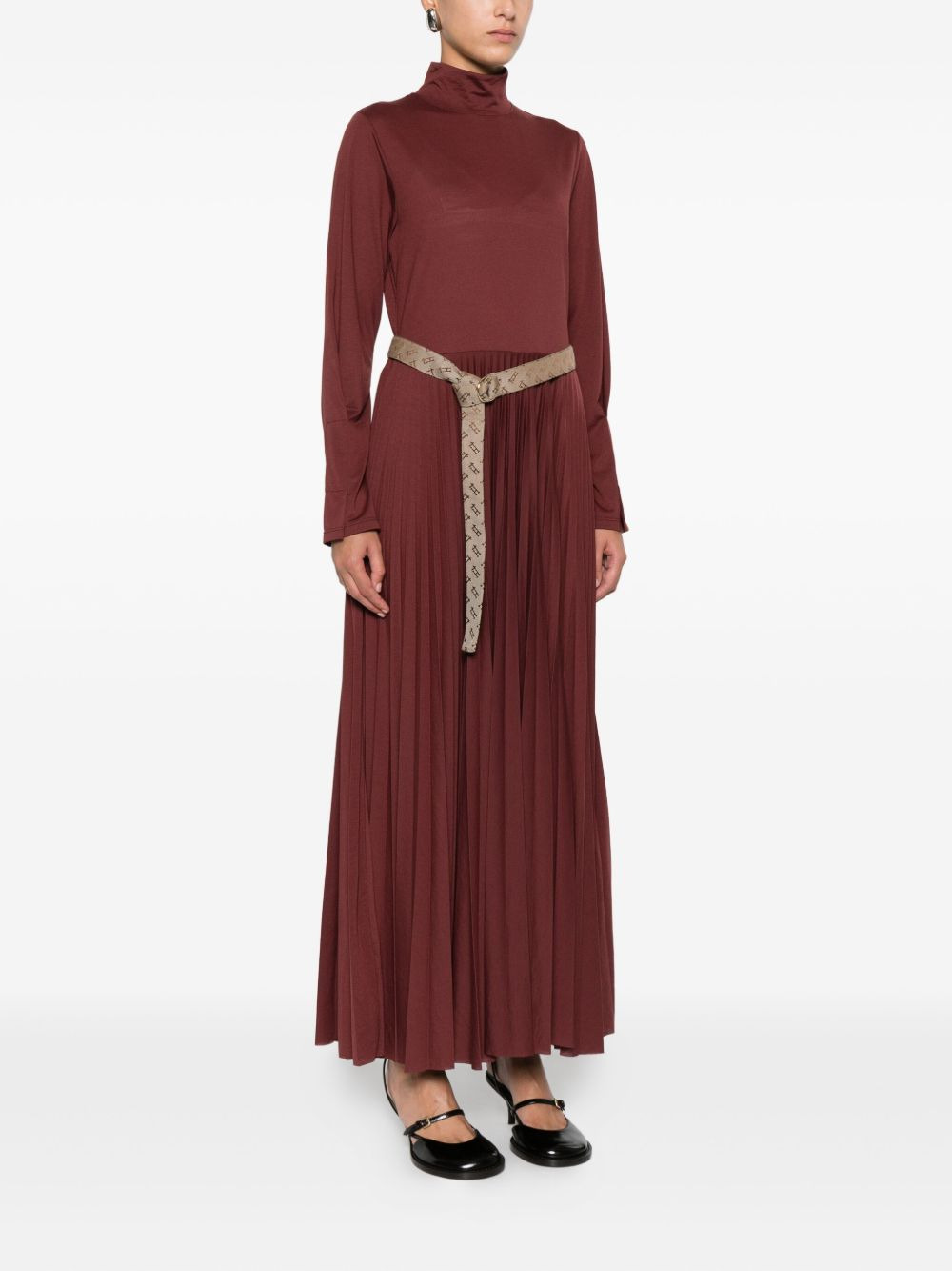 pleated high-neck dress - 3