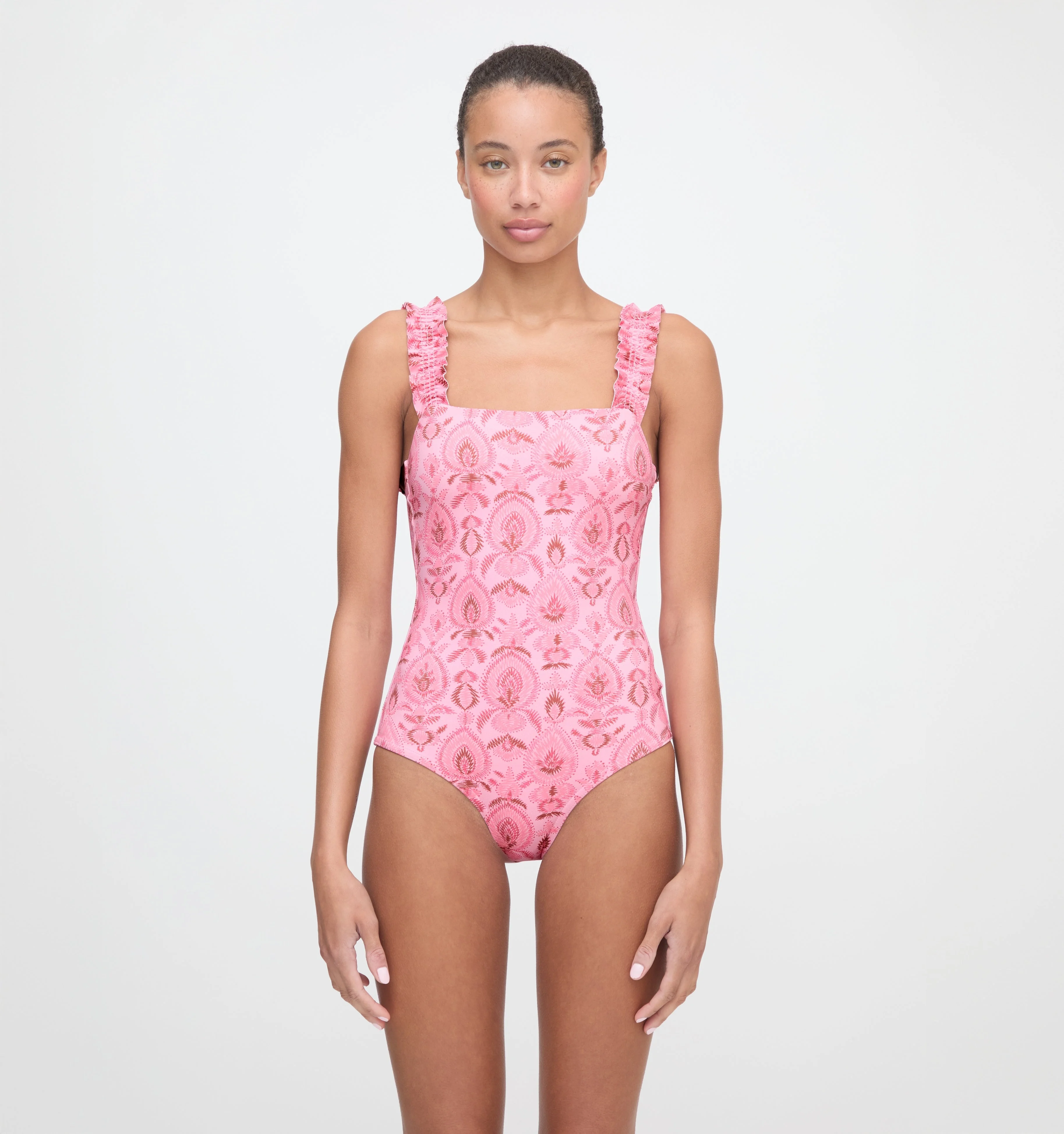 The Teagan One Piece - Pink Palm Ikat - 1