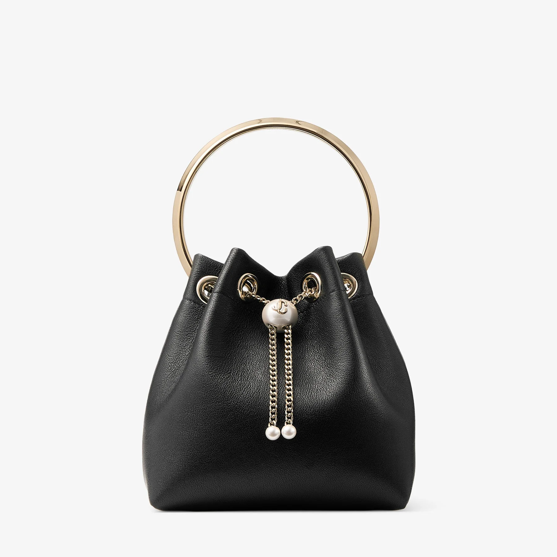 Bon Bon
Biker Leather Black Bag With Pearl Closure - 1