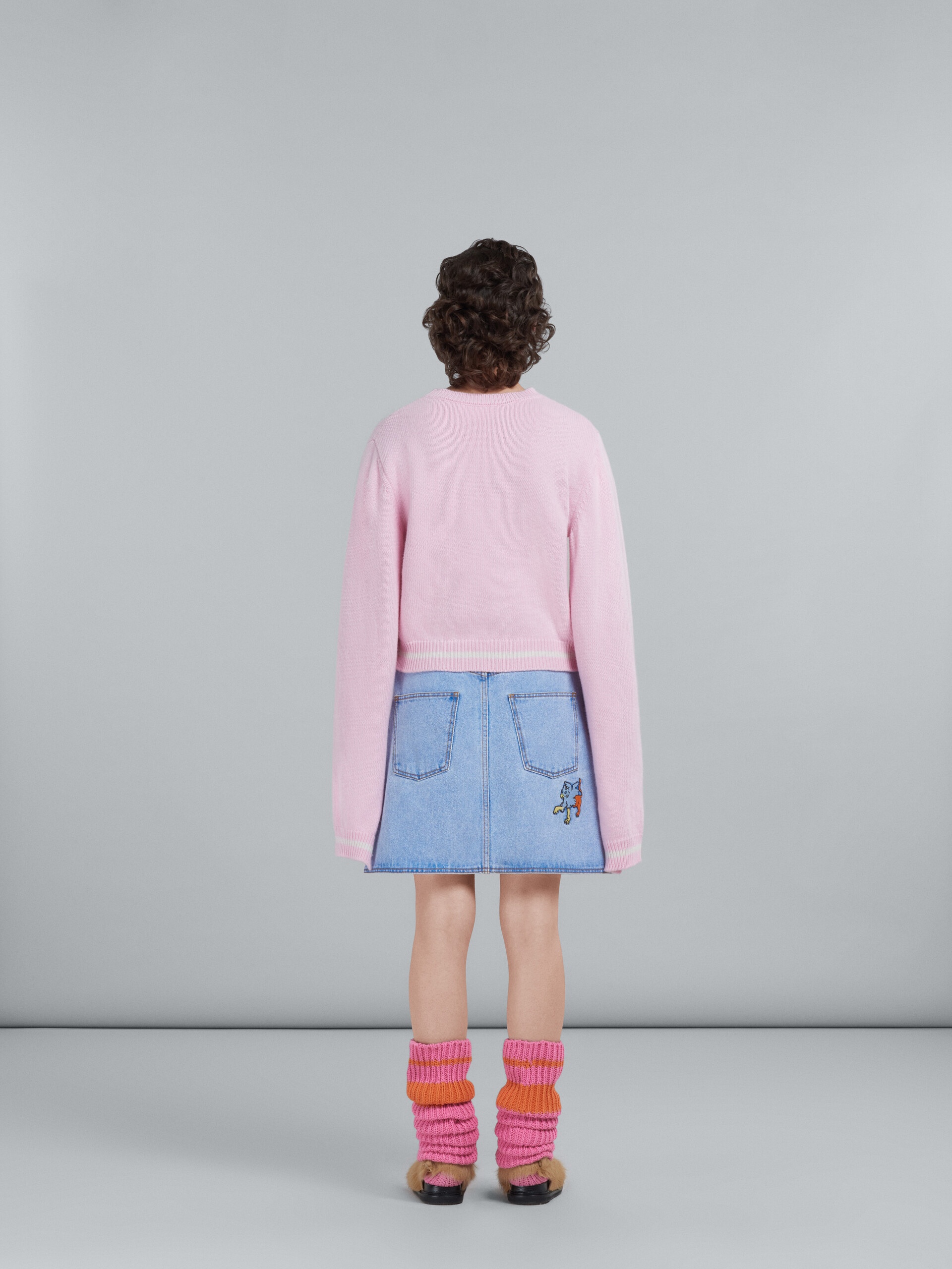 LIGHT BLUE DENIM SKIRT WITH EMBROIDERY - 3