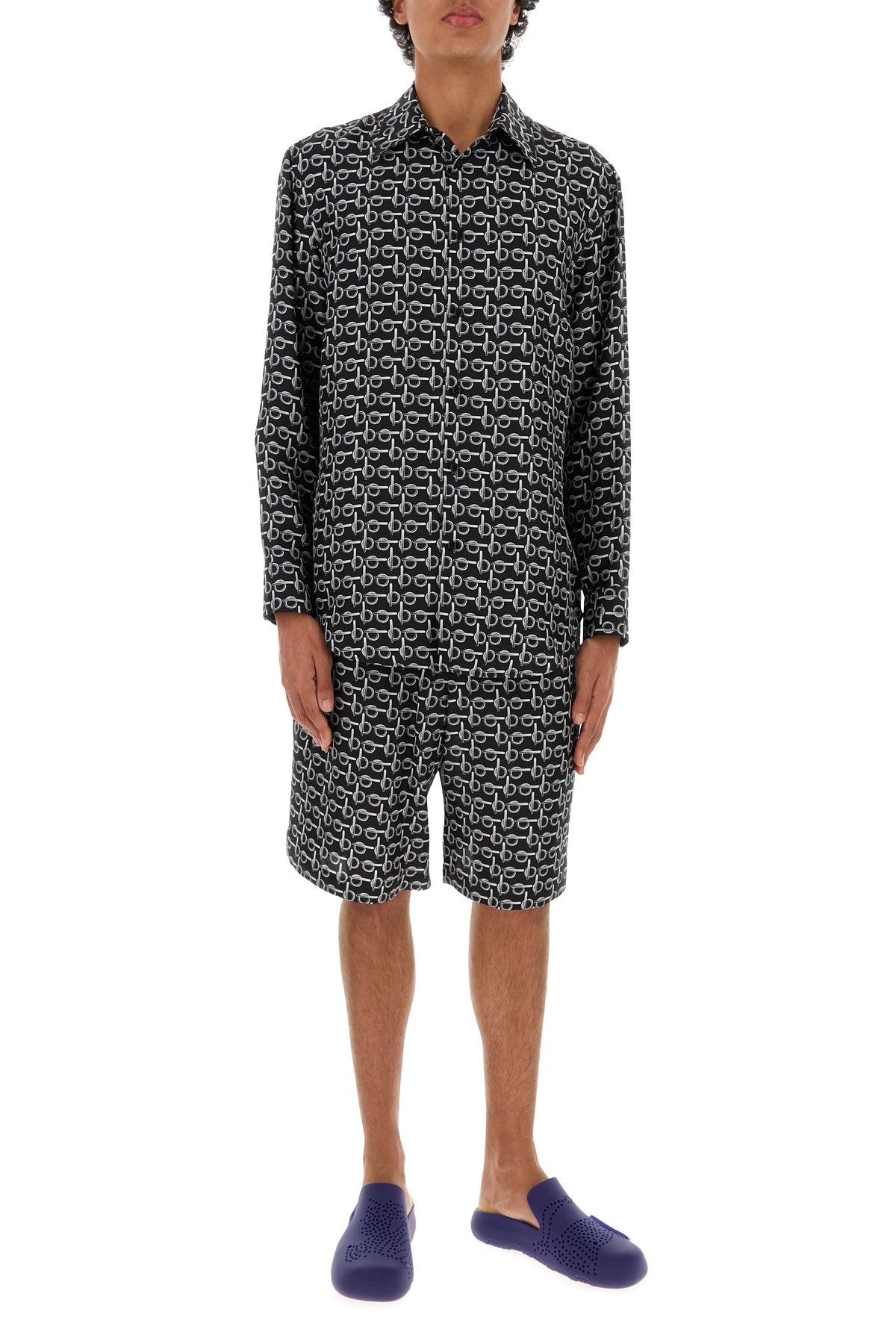 Printed silk oversize shirt - 6