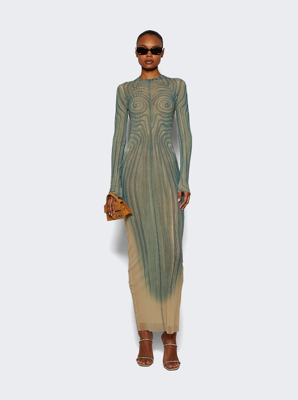 Long Spiral Dress Ecru And Aqua - 5