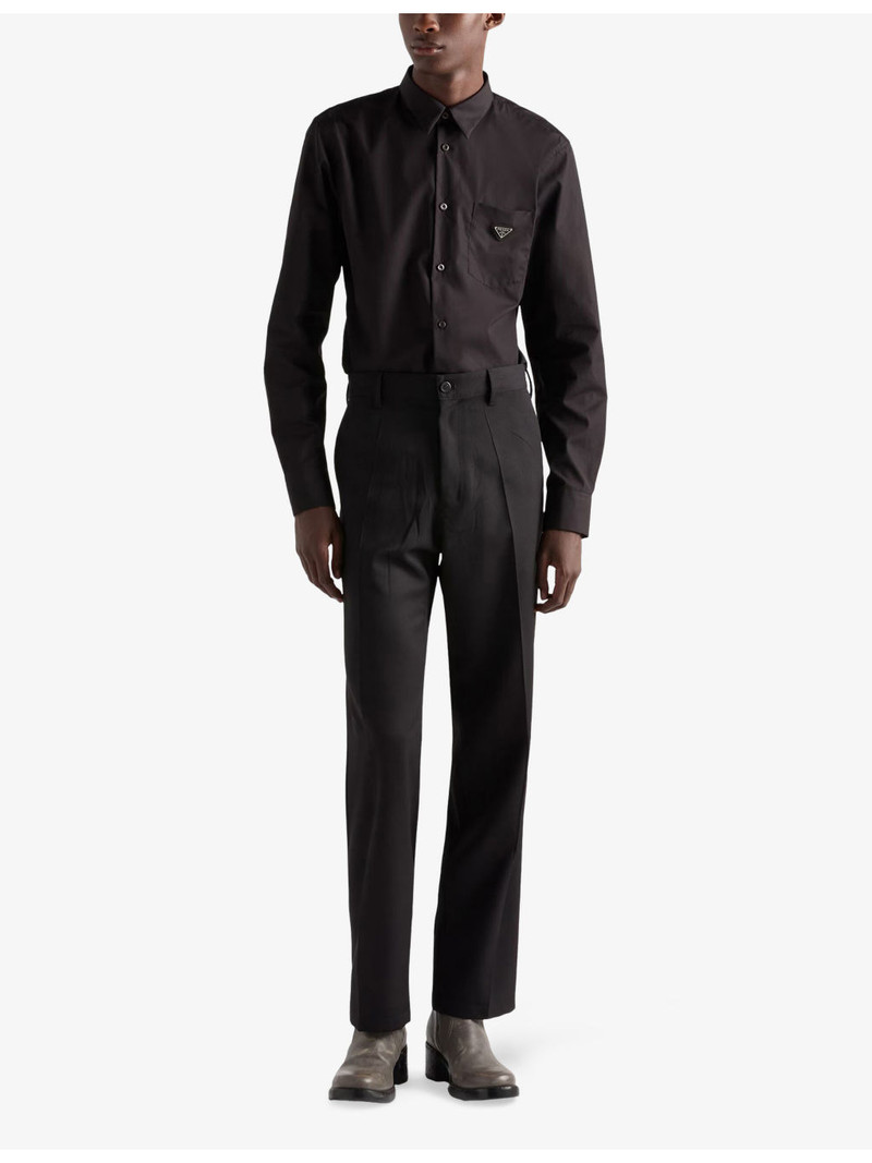 Prada Triangle-Logo Long-Sleeve Cotton Shirt outlook