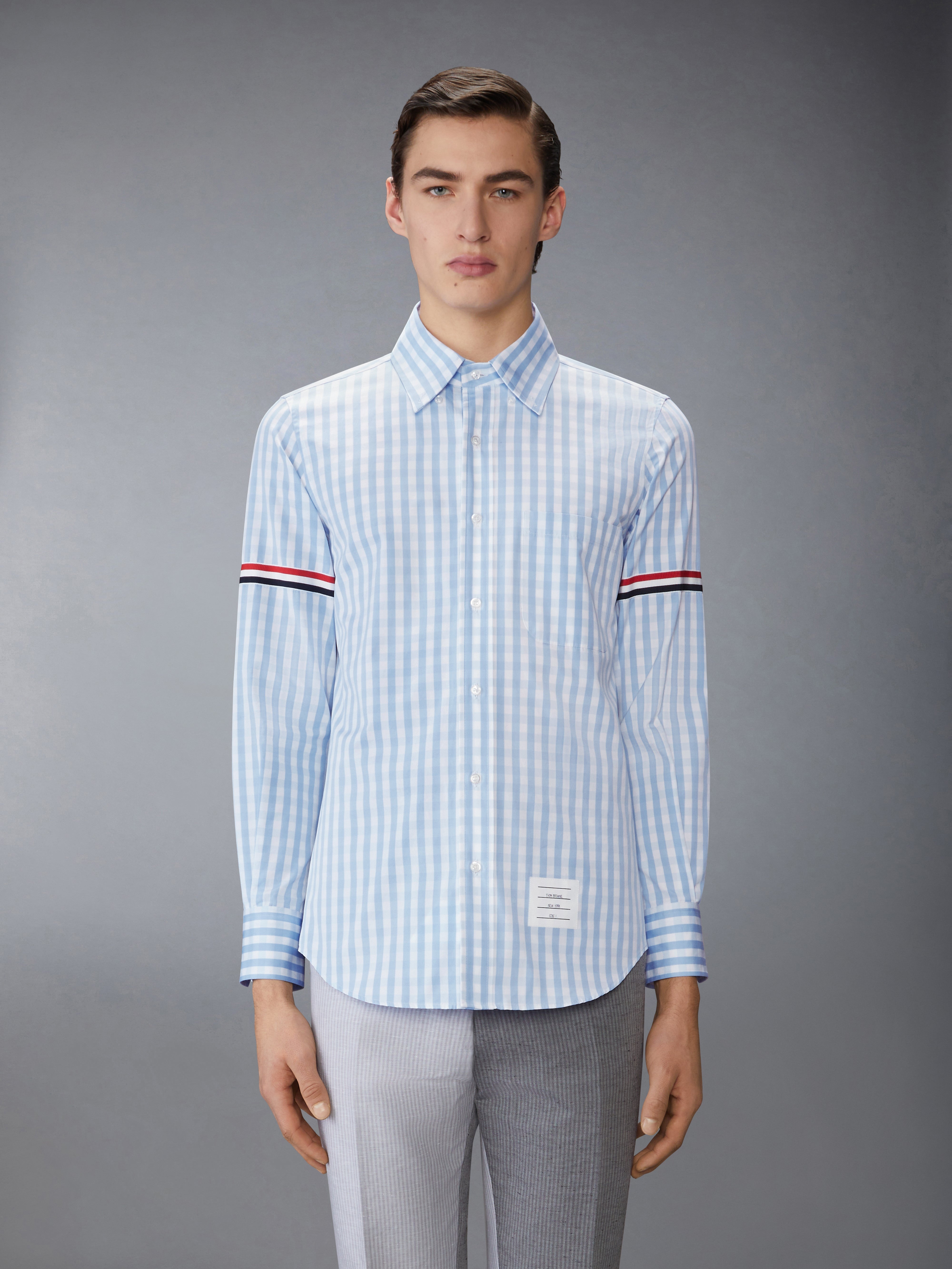 GINGHAM CHECK POPLIN ARMBAND SHIRT - 3