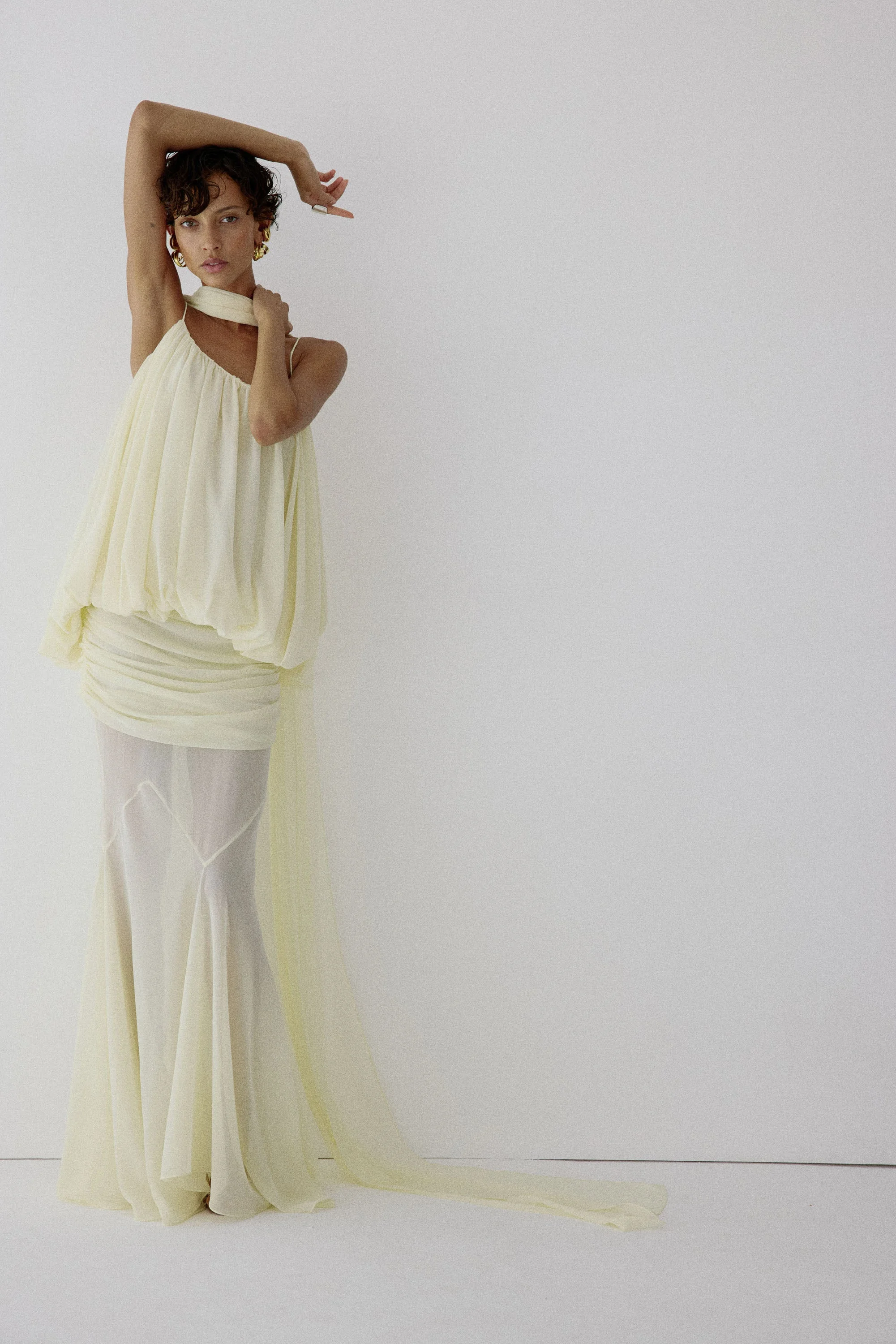 INARA MAXI DRESS IN BRIGHT CREAM CHIFFON - 1