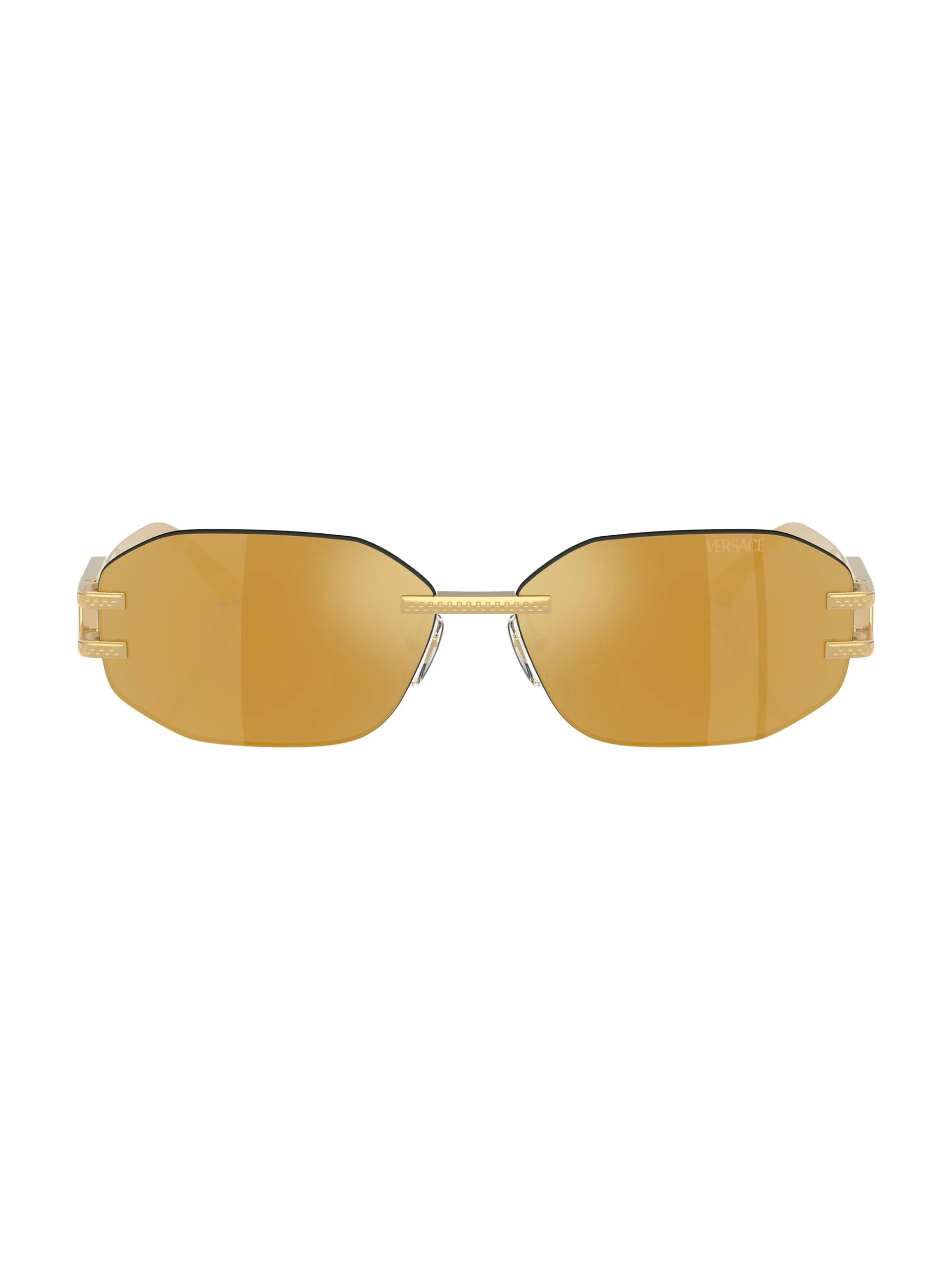 Women's Damier Plaque 58MM Oval Sunglasses - Gold - 1