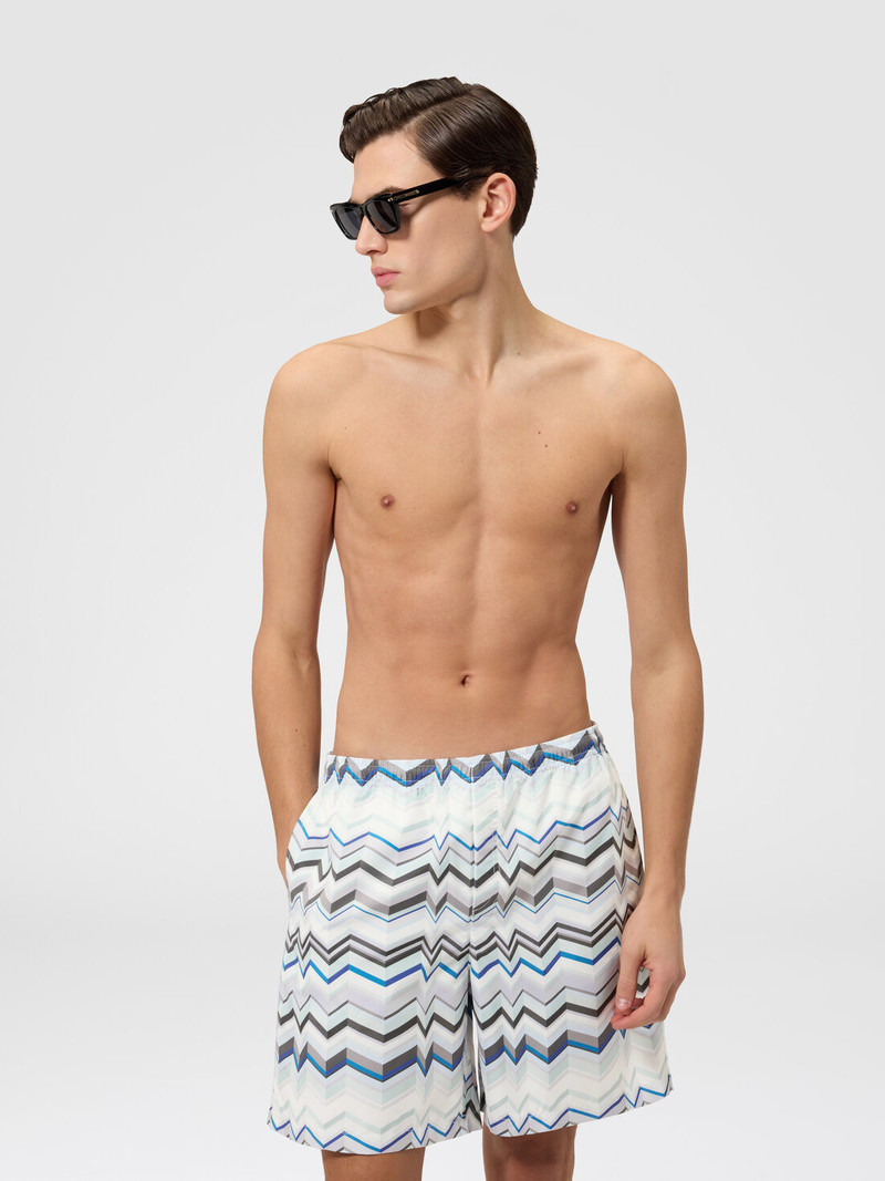 Missoni Long swim shorts with irregular zigzag print outlook