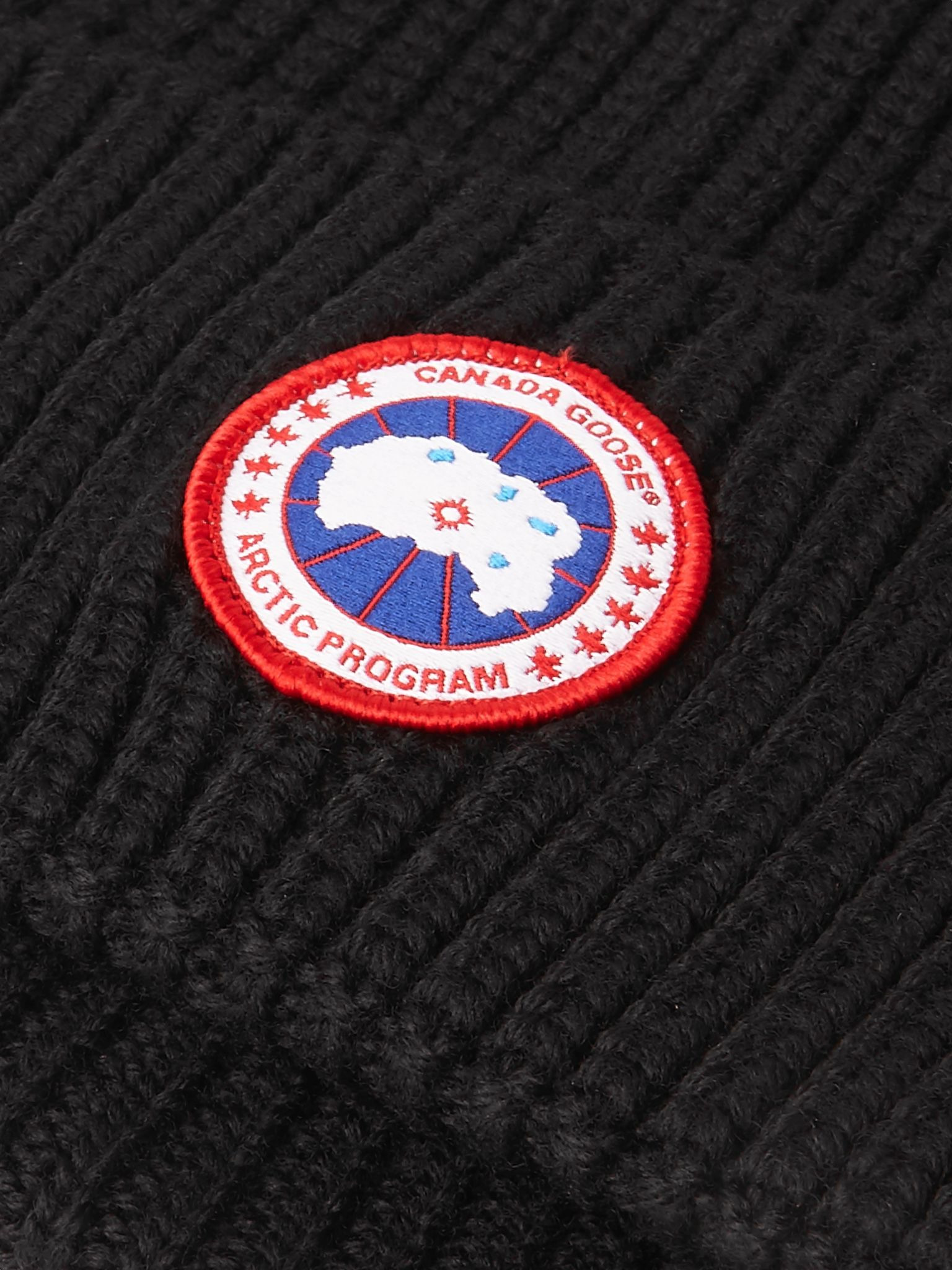 Logo-Appliquéd Ribbed Merino Wool Beanie Black - 3