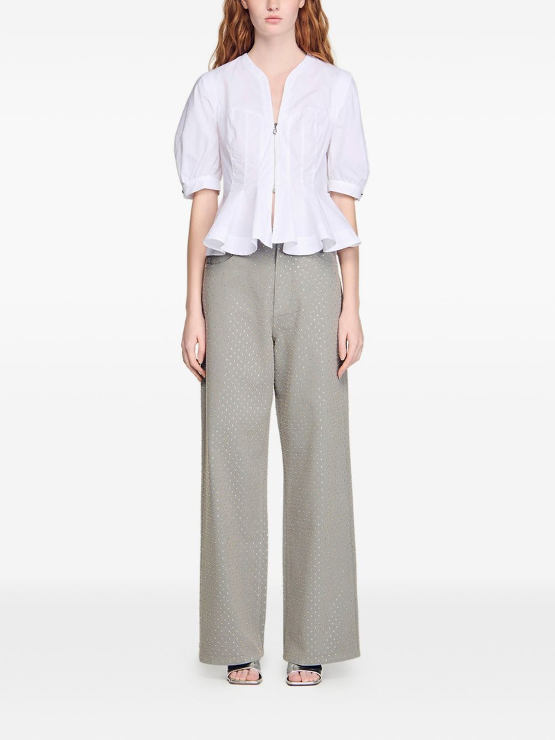 Sandro zip-up peplum shirt outlook