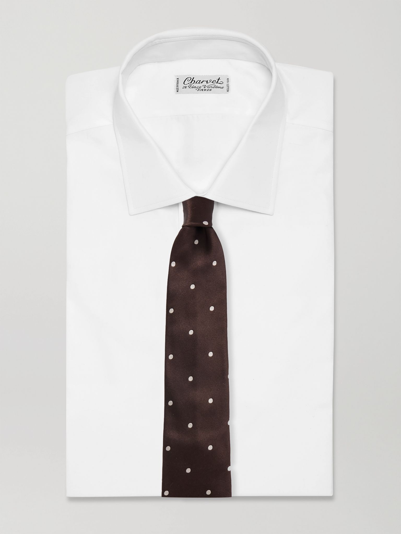 8cm Polka-Dot Silk-Satin Tie Brown - 2