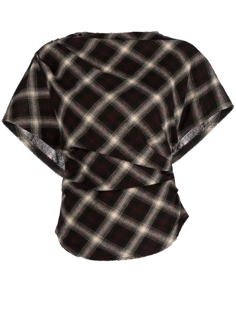 check-print ruched top - 1