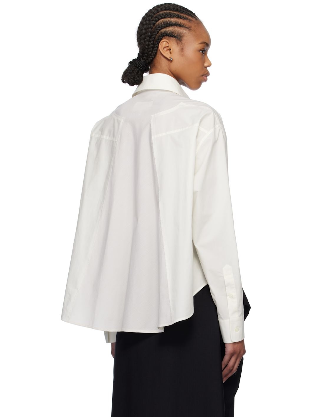White Spliced Cotton Poplin Shirt - 3