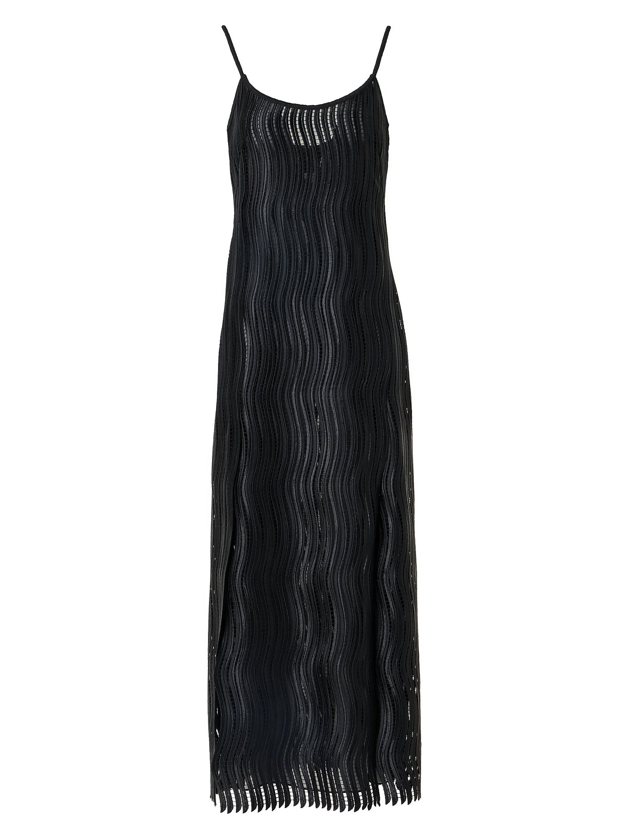 Women's Techno Wave Guipure Midi-Dress - Black - 1