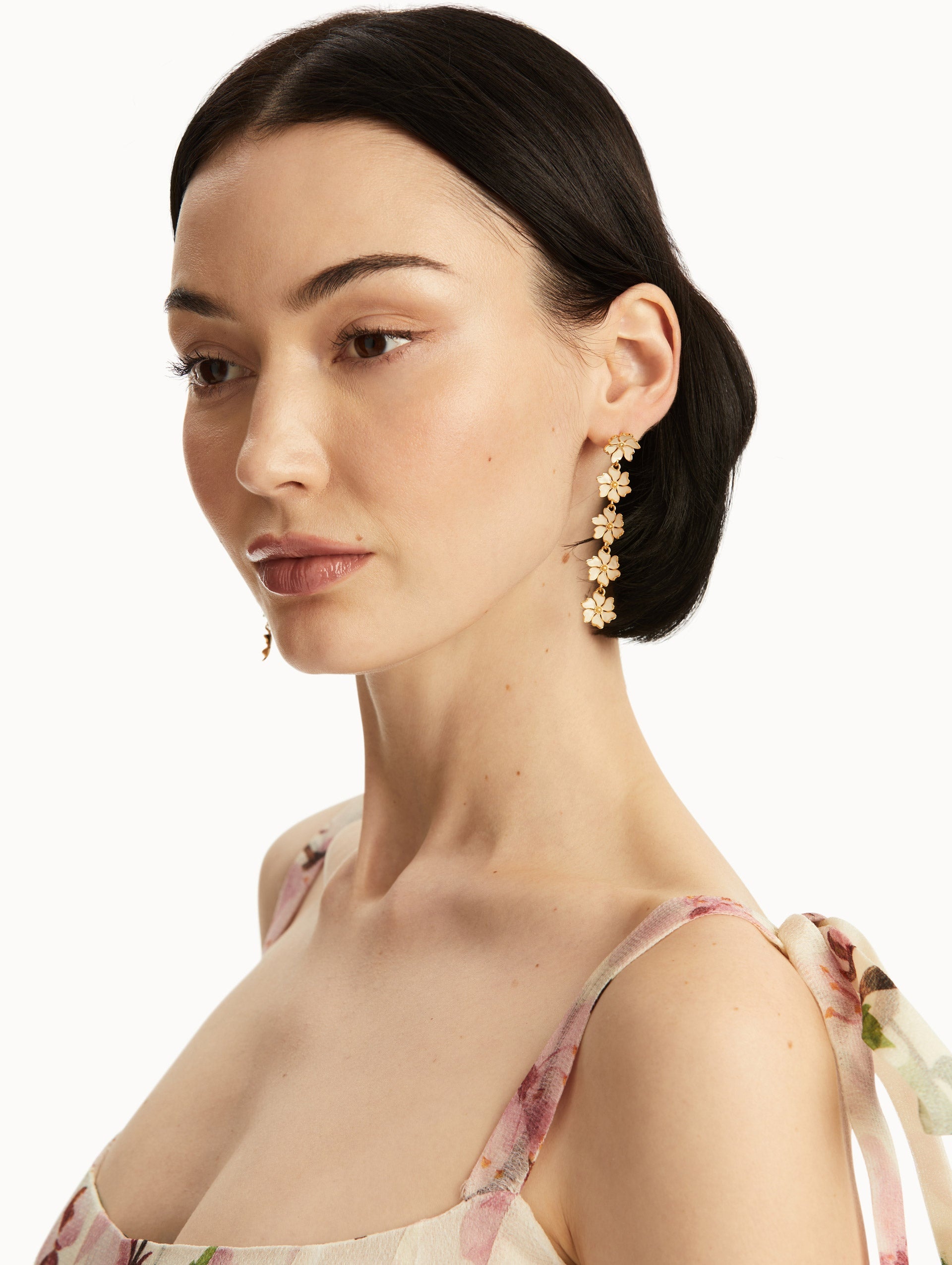 ENAMEL CHERRY BLOSSOM DROP EARRINGS - 2