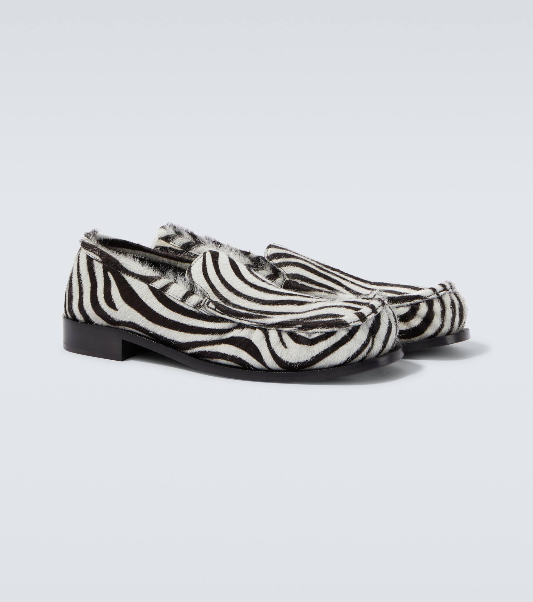 Animal-printed calf hair loafers - 5