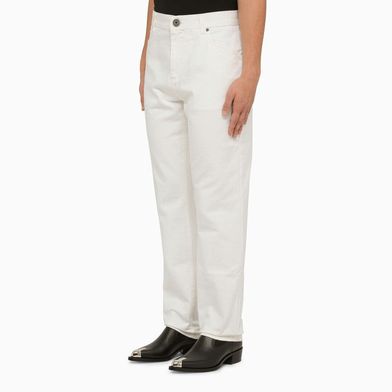 Balmain Regular White Cotton Trousers Men - 3