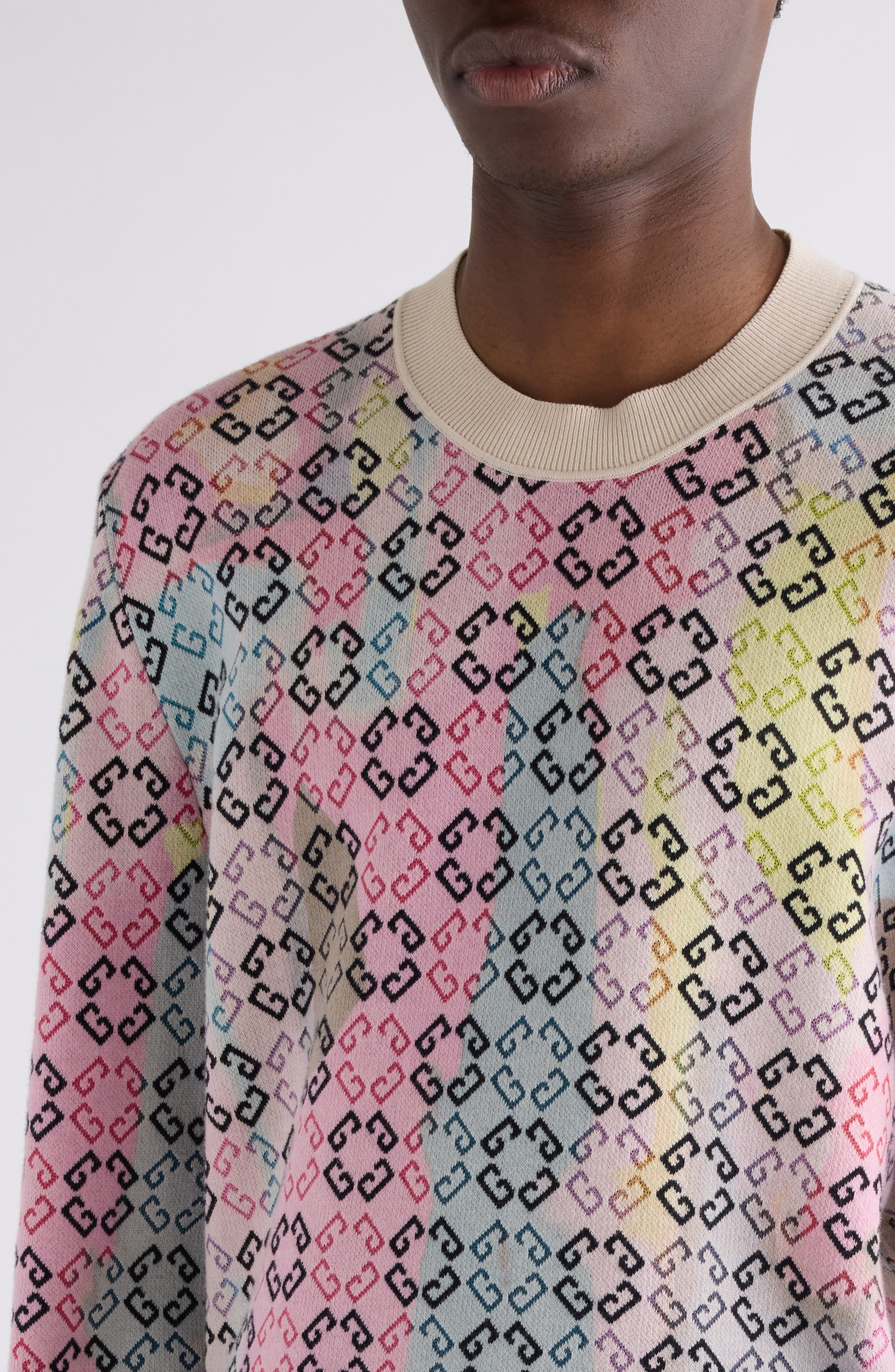 Givenchy Monogram 72 Jacquard Crewneck Sweater in Pink Multicolored at Nordstrom - 4