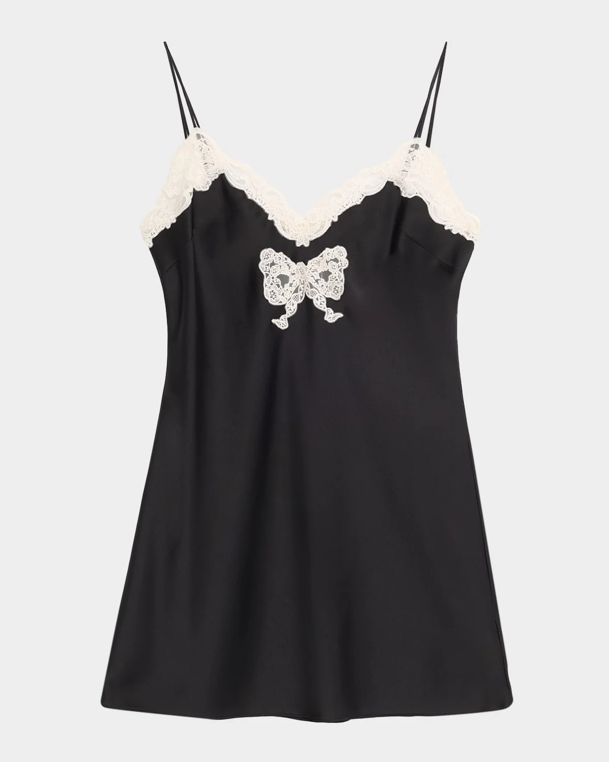 Maristella Lace-Trim Satin Mini Dress - 1