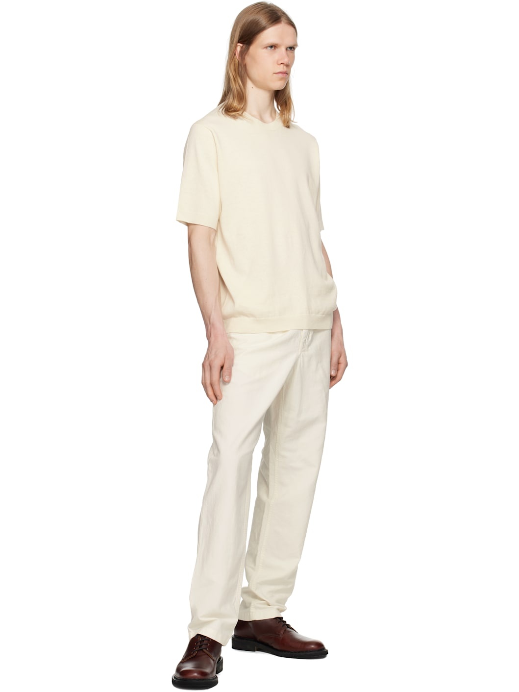 White Ezra Relaxed Cotton Linen Trousers - 4
