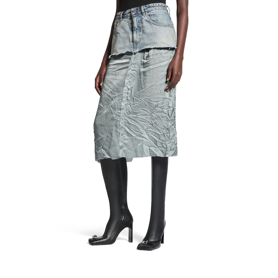 Women's Ripped Off Skirt in Light Blue - 5