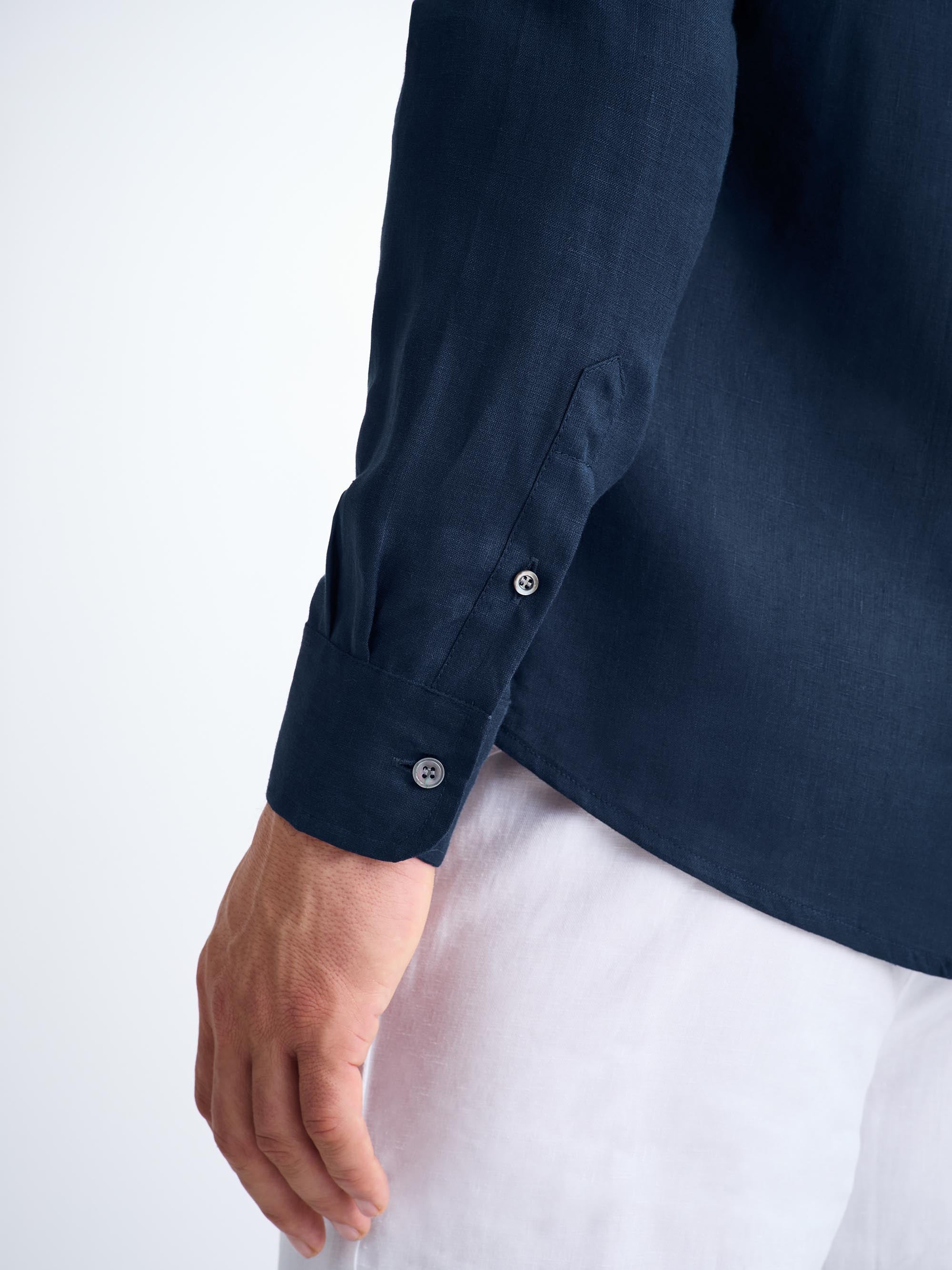 Men's Shirt Monaco 2 Linen Navy - 6
