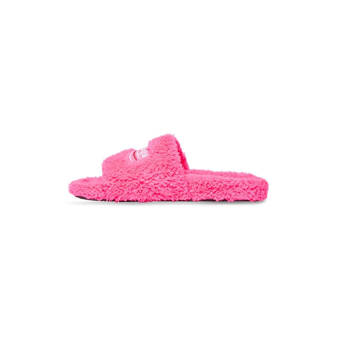 BALENCIAGA Women's Furry Slide Sandal in Bright Pink
