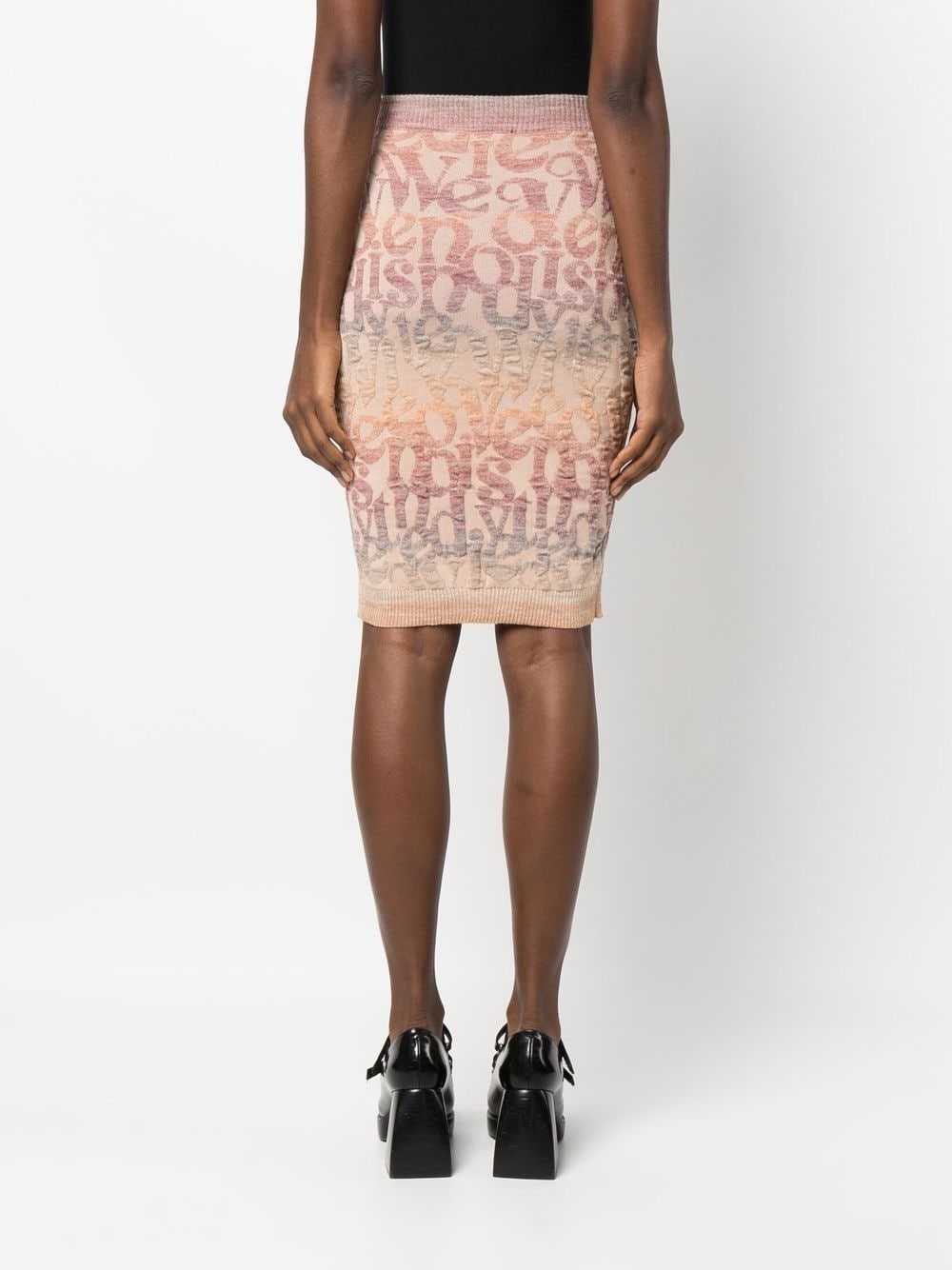 Logomania knitted pencil skirt - 4