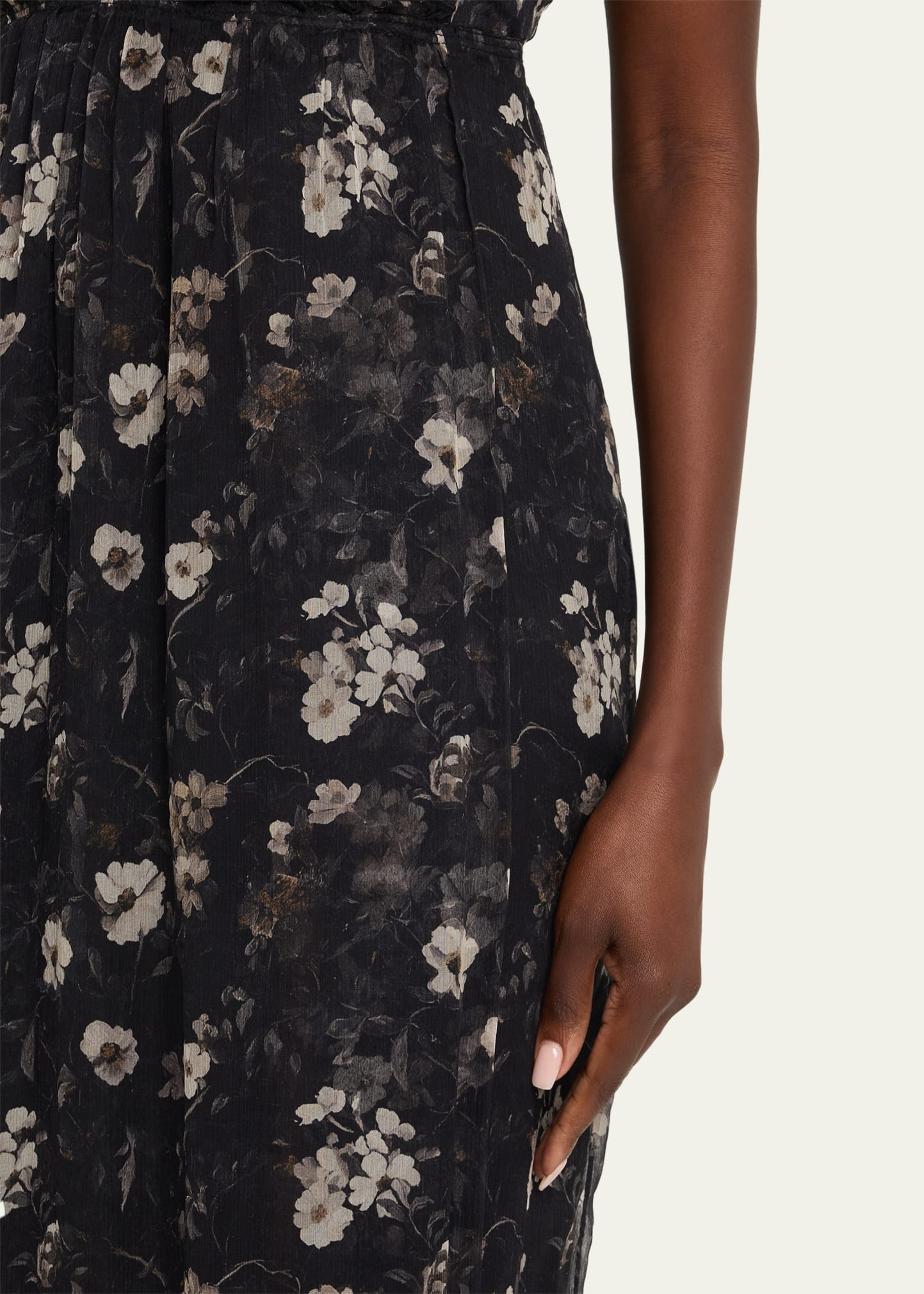 Sleeveless Floral Silk Midi Dress - 5