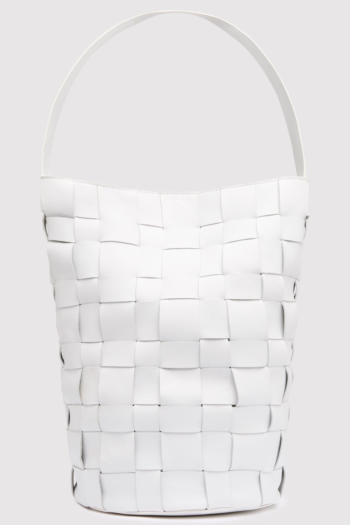 Woven Bucket Bag - White - 5