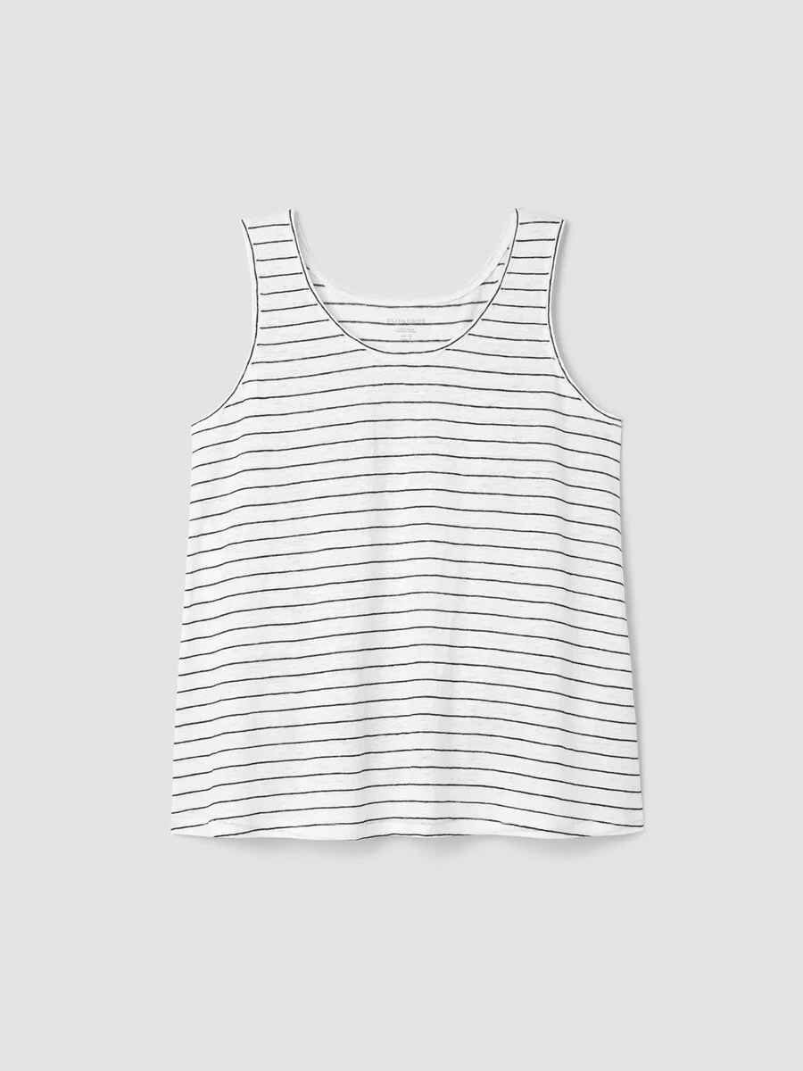 Organic Linen Jersey Stripe Scoop Neck Tank - 1