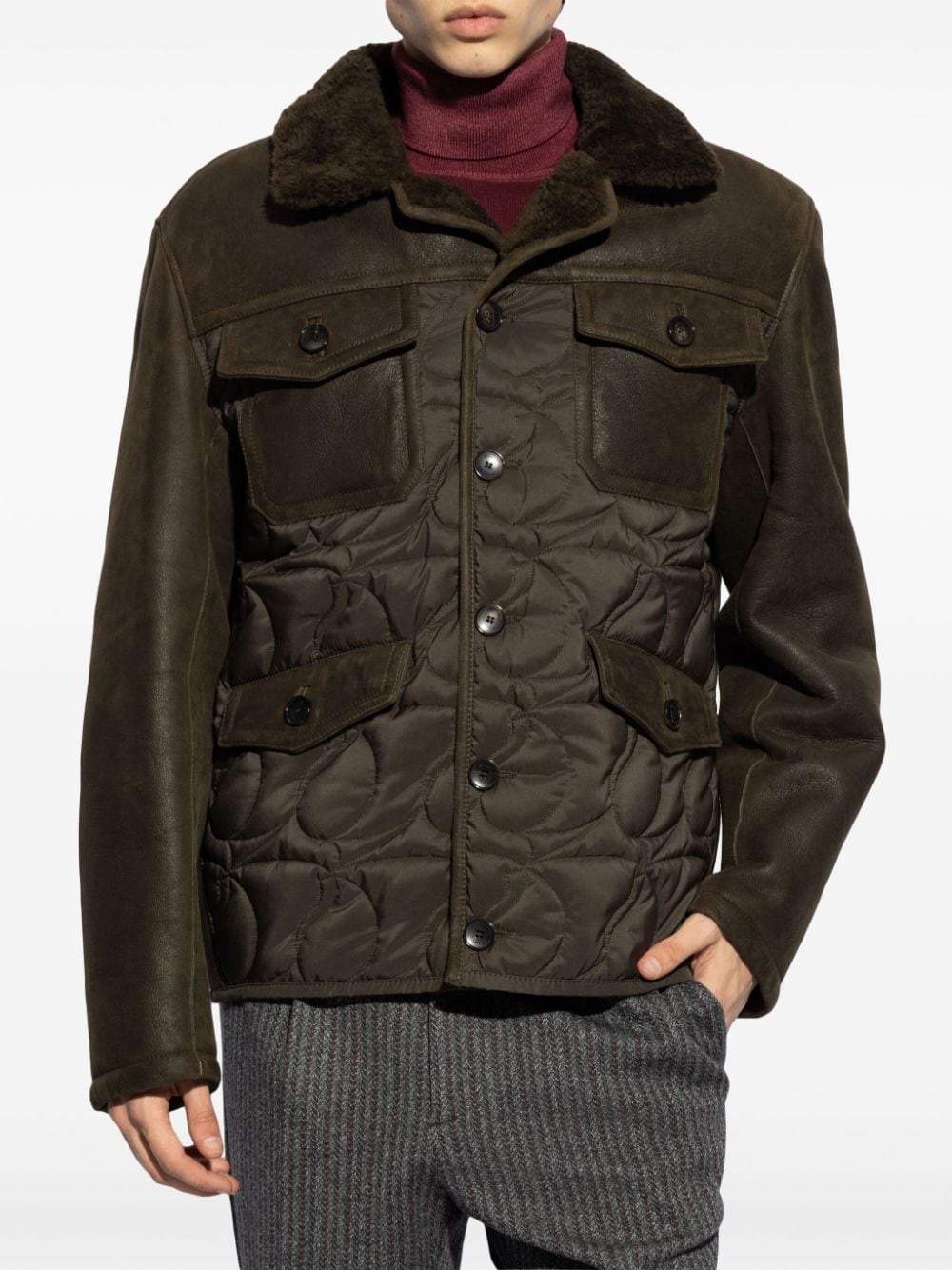 multi-pocket sheepskin jacket - 3