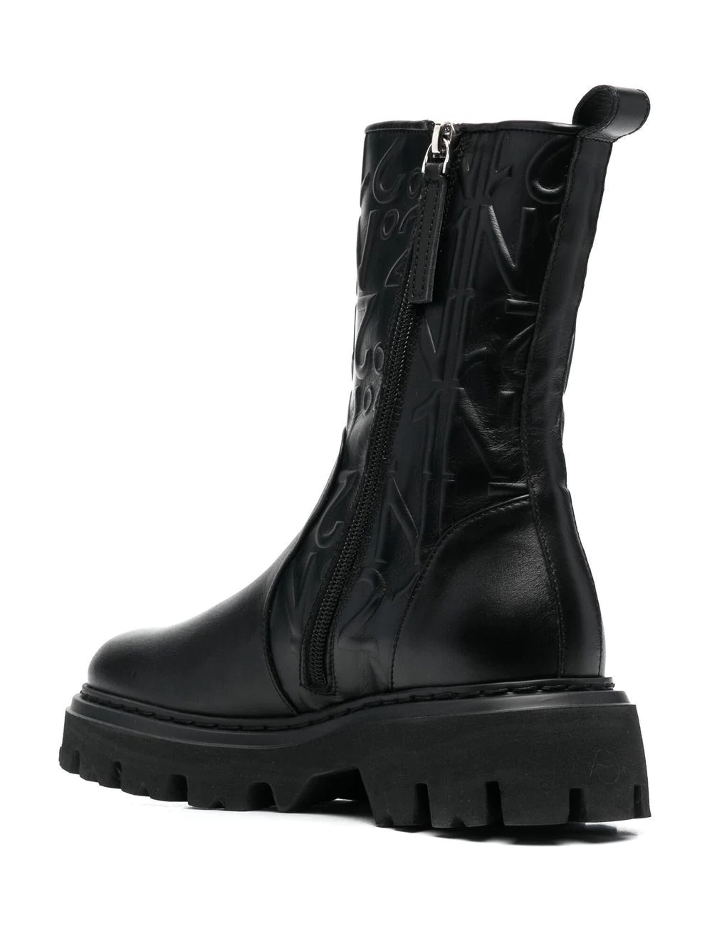logo-embossed combat ankle boots - 3