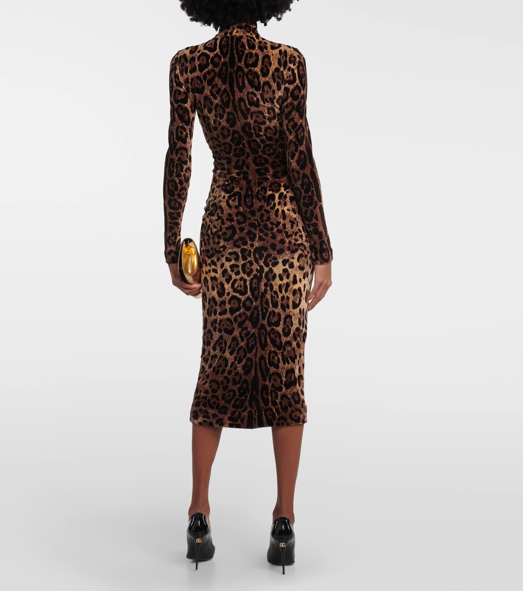 Jacquard leopard-print midi dress - 3