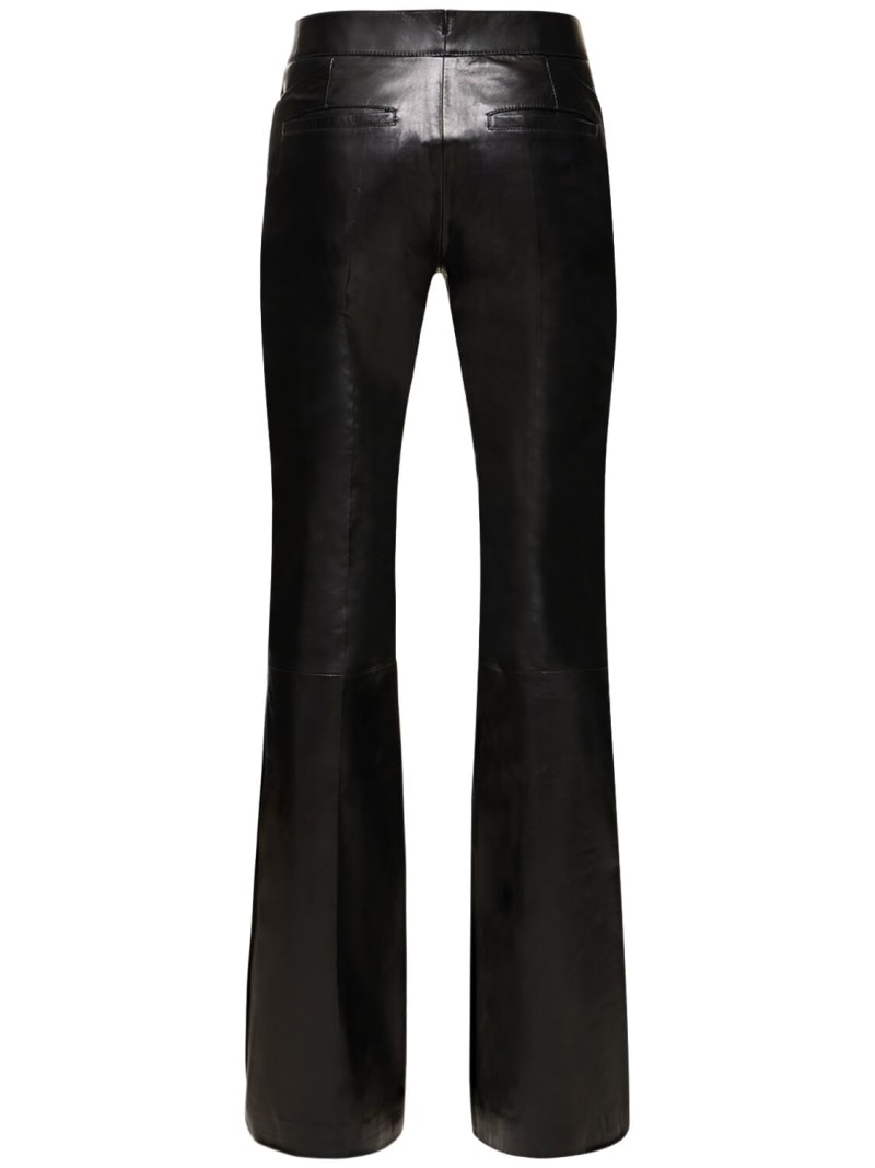 Flared low rise leather pants - 3