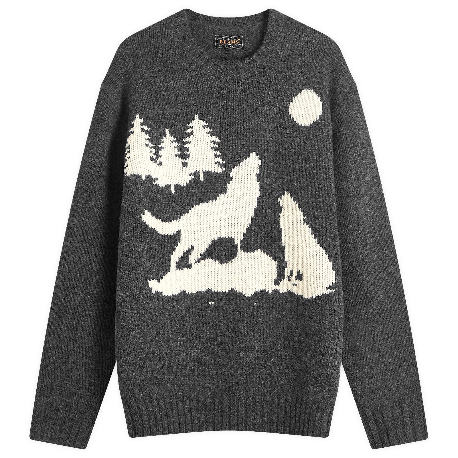 Beams Plus Intarsia Wolf Jumper - 1