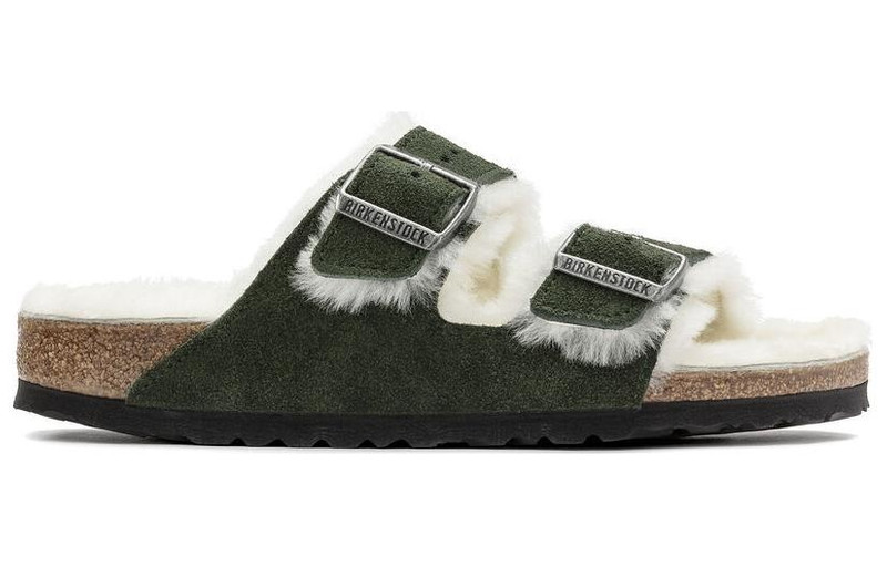 Birkenstock Arizona Shearling Sandal Suede Leather Narrow Fit 'Green' 1021102 2