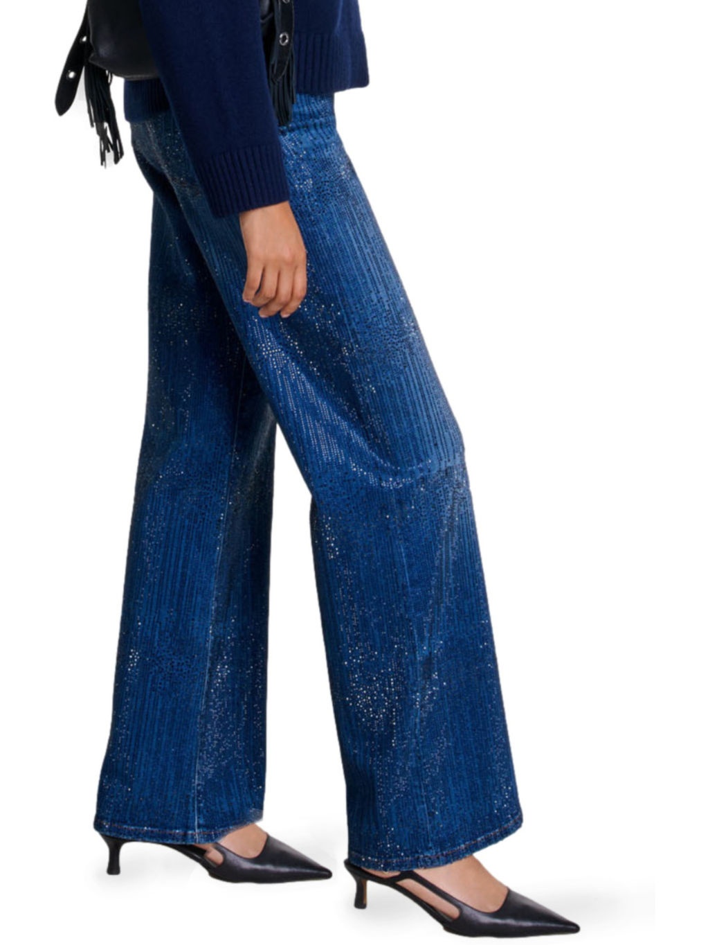 Rhinestone-embellished wide-leg high-rise jeans - 3