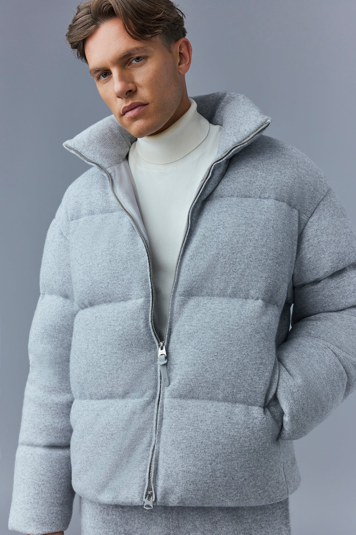 STEVEN Medium down jacket with cashmere blend shell - 5