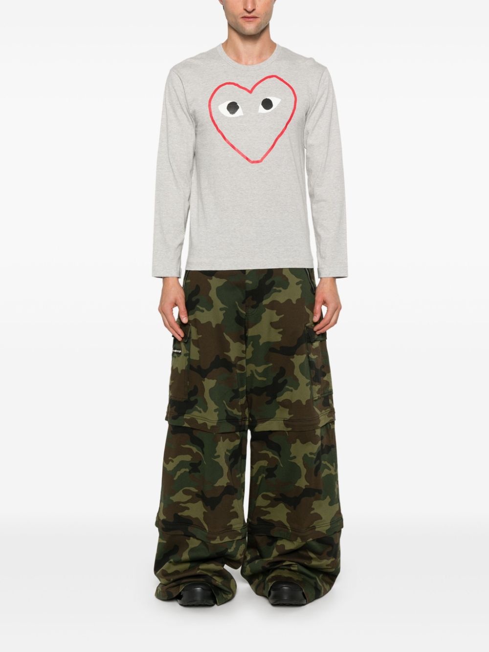 outline heart-print T-shirt - 3