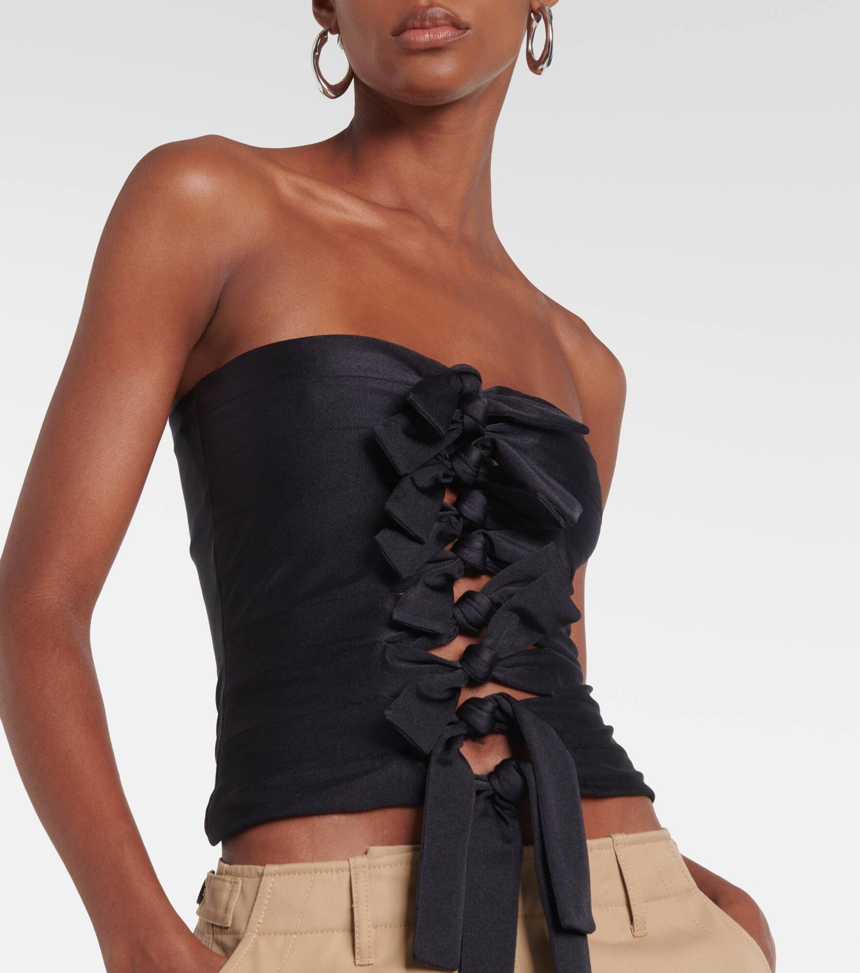 Knotted strapless jersey top - 4